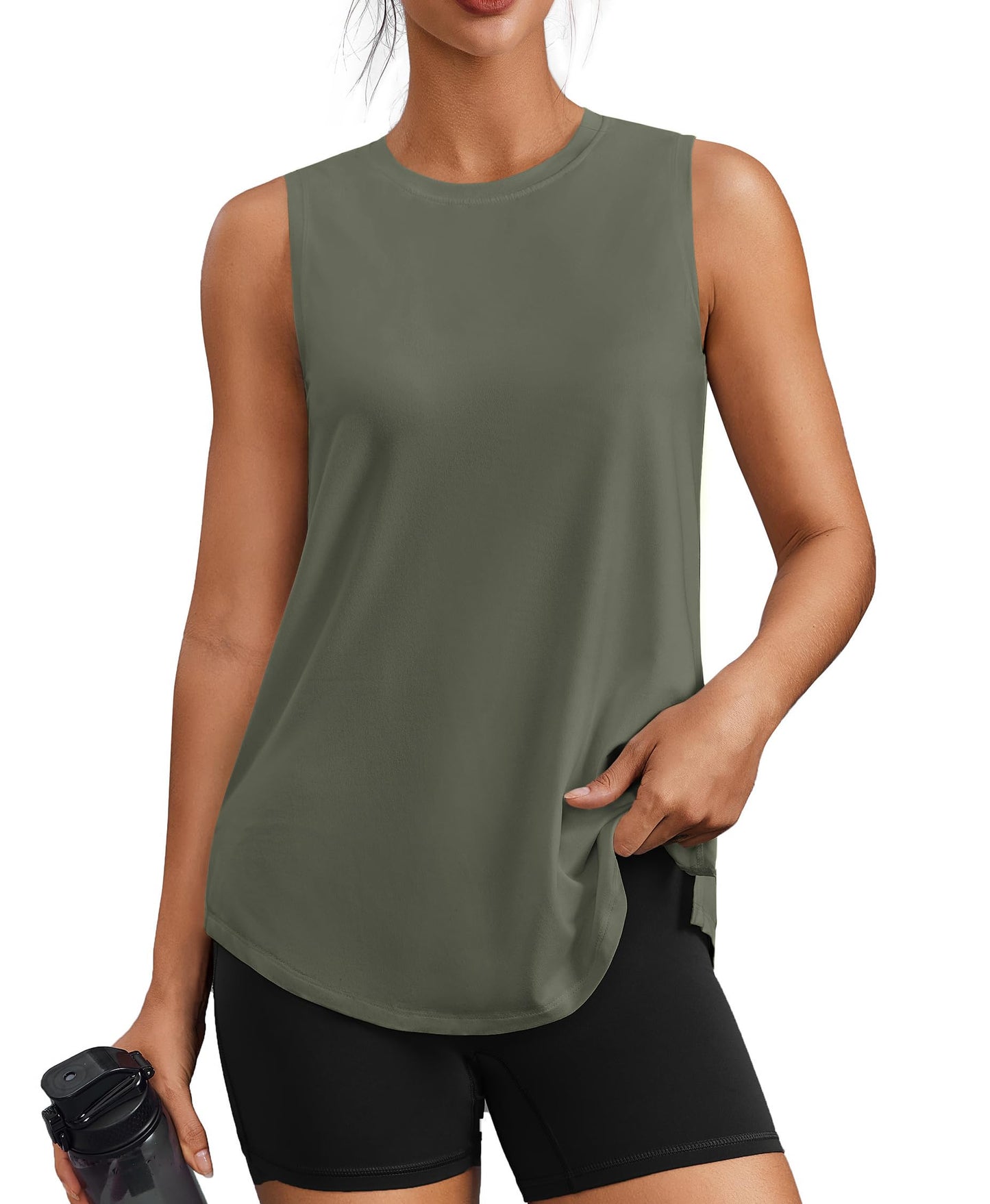 PINSPARK Workout Tank Tops for Women UPF 50+ Side Slits Athletic Gym Shirt