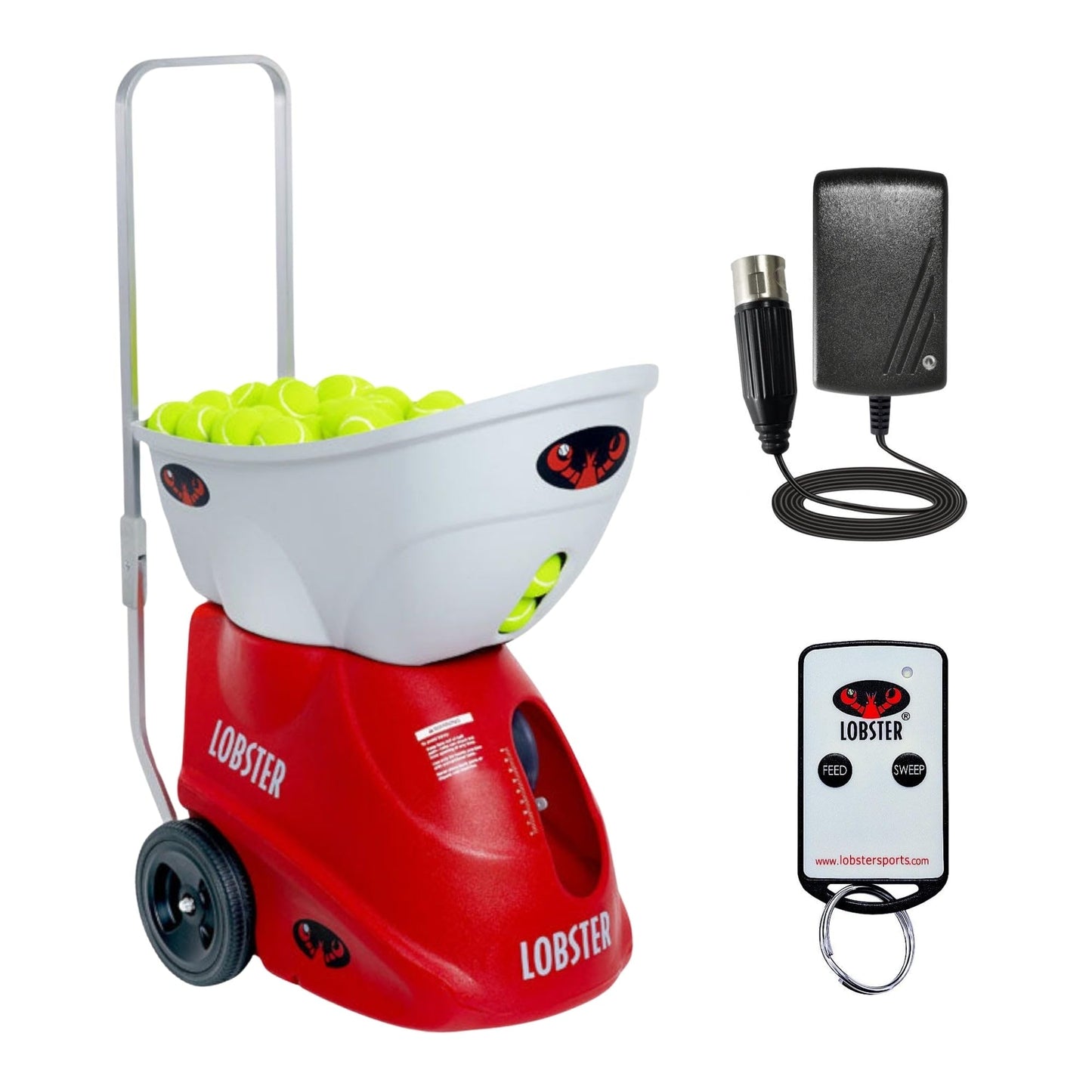 LOBSTER Sports Elite Tennis Ball Machine - Auto Portable Tennis Ball Launcher, Preloaded & Custom Drills, Spin Control, Lob Elevation Switch, Ball Speed (up to 80MPH), with Multi-Function Remote - Tennis Mindset