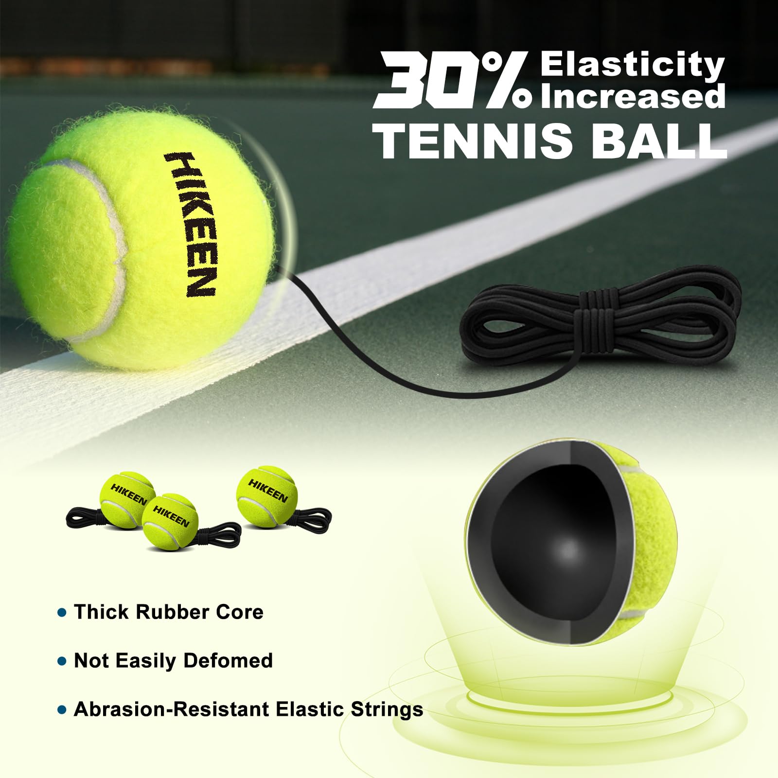 Hikeen Premium Tennis Trainer Rebound with Metal Base,Portable Solo Tennis Trainer Set with 3 Highly Elastic String Balls,Tennis Practice Equipment for Adult Kids an Beginners - Tennis Mindset