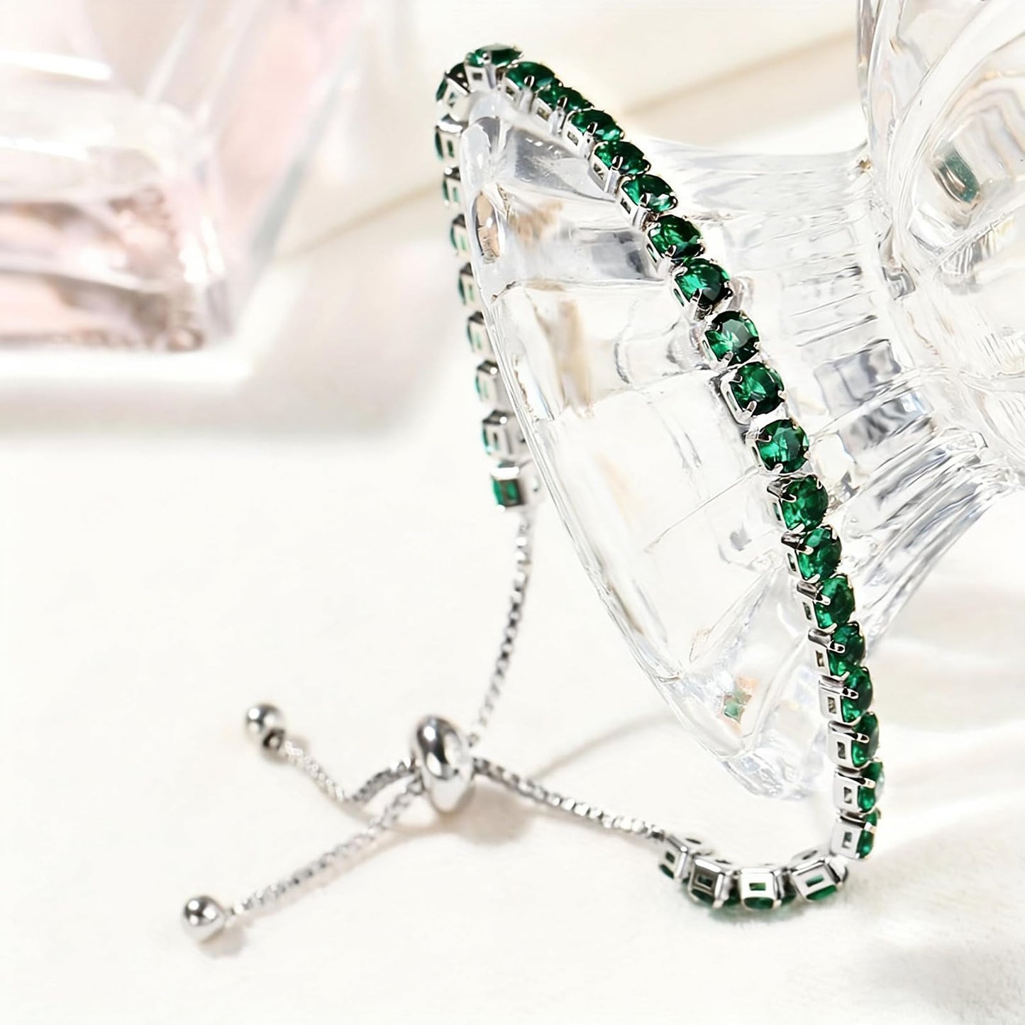 Tennis Bracelets, Tennis Bracelets for Women (Silver/Rose Glod/Green)