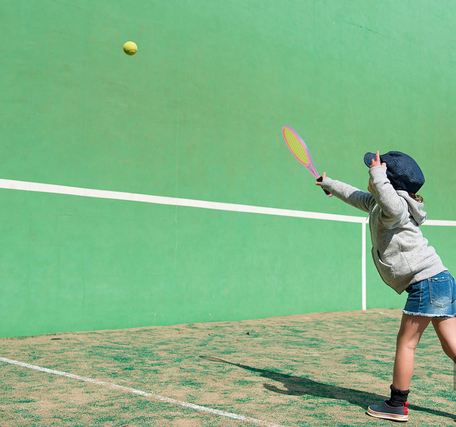 Kids Tennis Racket,17 Inch Plastic Tennis Racket with 2 Soft Balls,2 Tennis Balls and 4 Shuttlecocks for Kid,Toddler Outdoor/Indoor Sport Play - Tennis Mindset