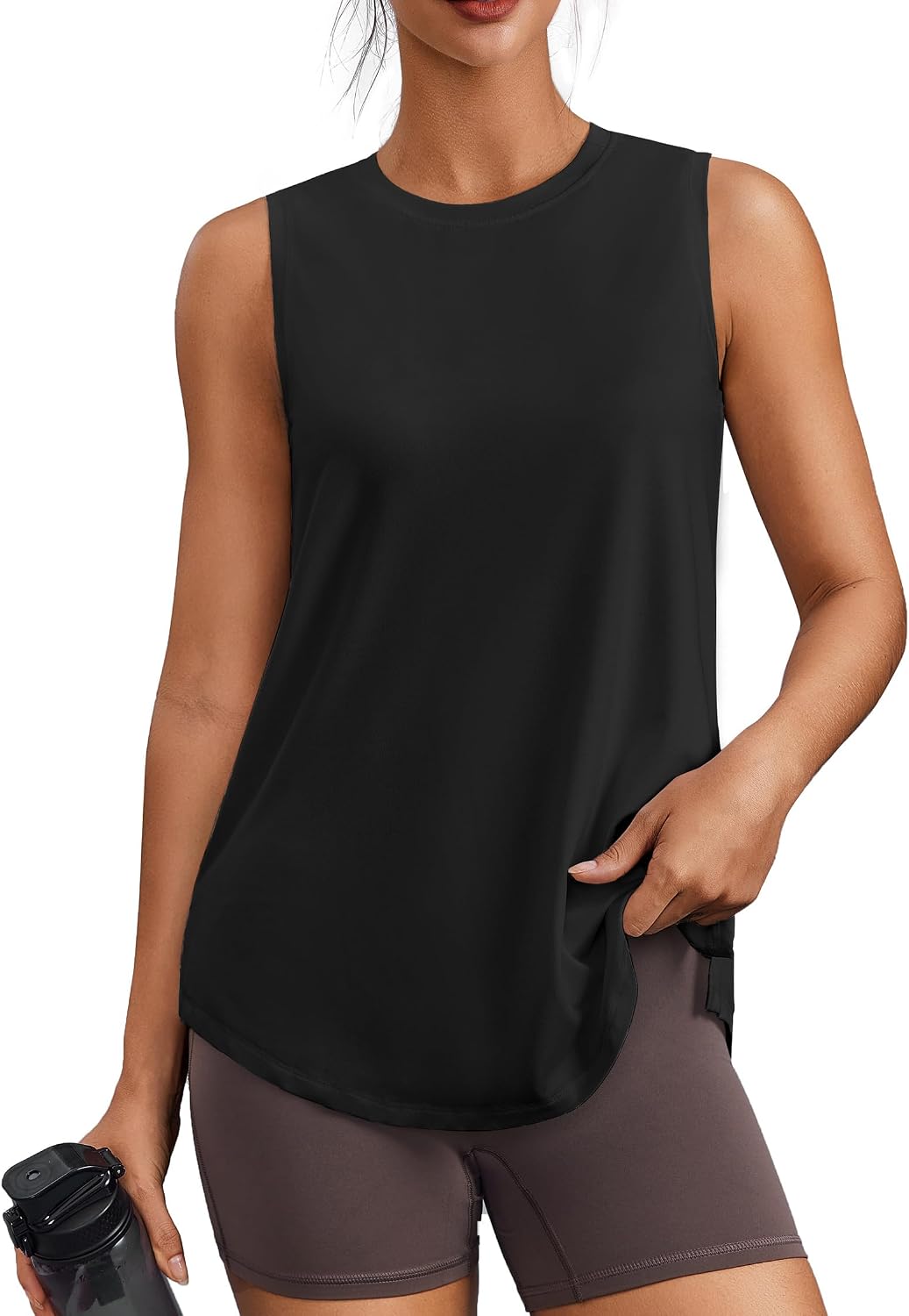 PINSPARK Workout Tank Tops for Women UPF 50+ Side Slits Athletic Gym Shirt