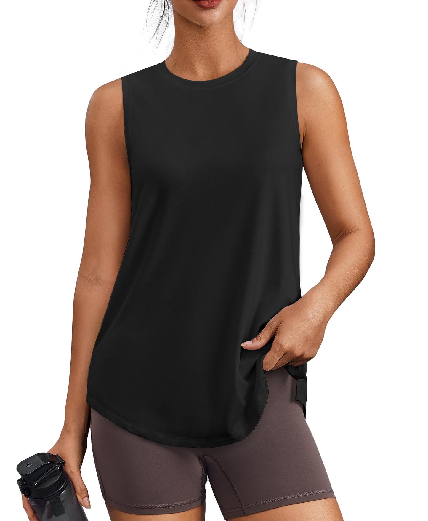 PINSPARK Workout Tank Tops for Women UPF 50+ Side Slits Athletic Gym Shirt