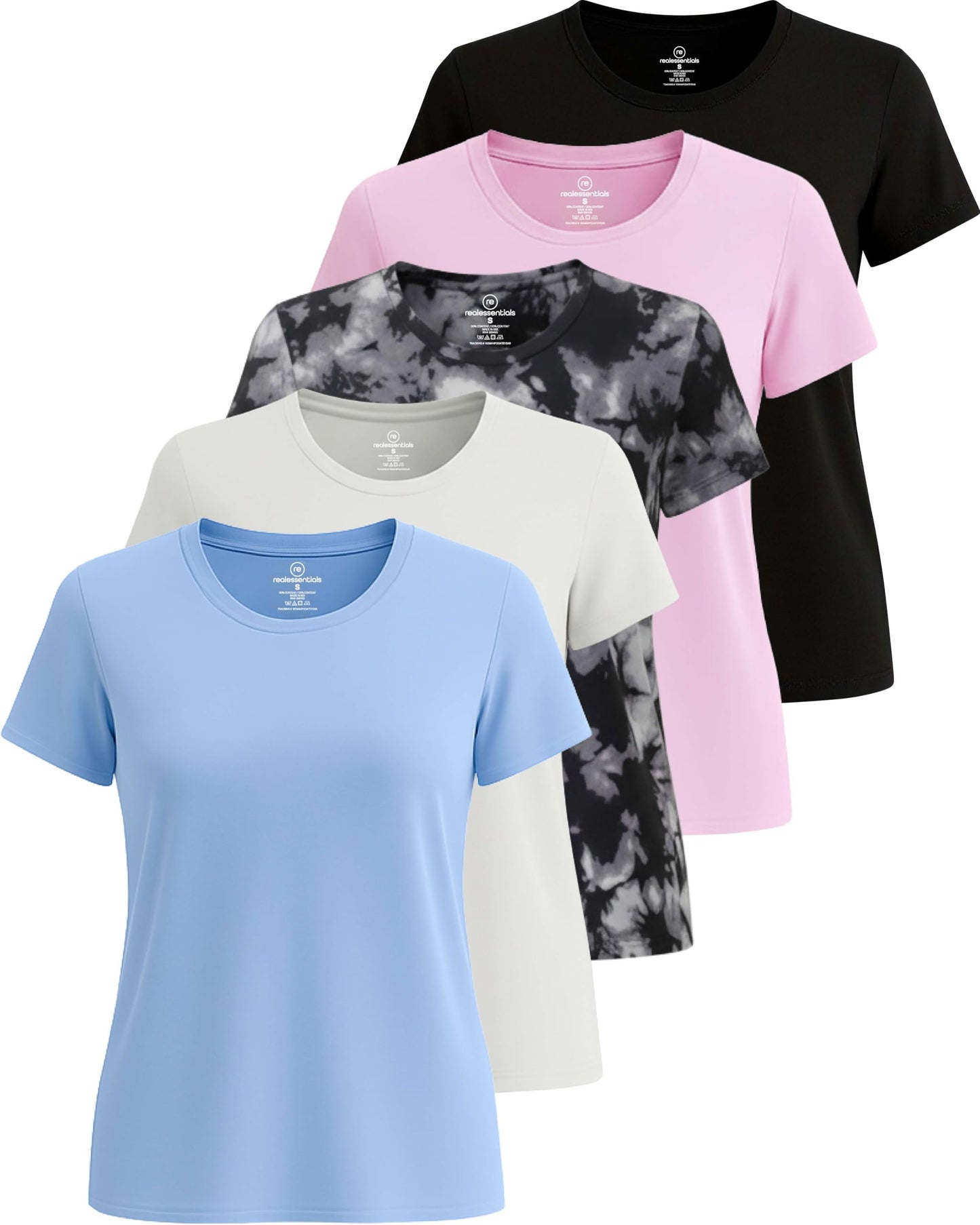 5 Pack Women's Dry Fit Workout Tops Crew Neck T Shirts Athletic Gym Tees