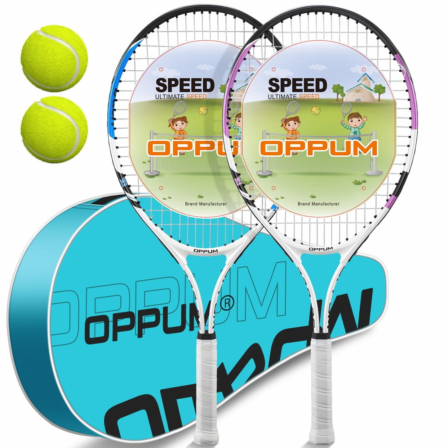 2-Pack Kids Tennis Racket Set, Junior Racquets with Bag and Balls - Tennis Mindset