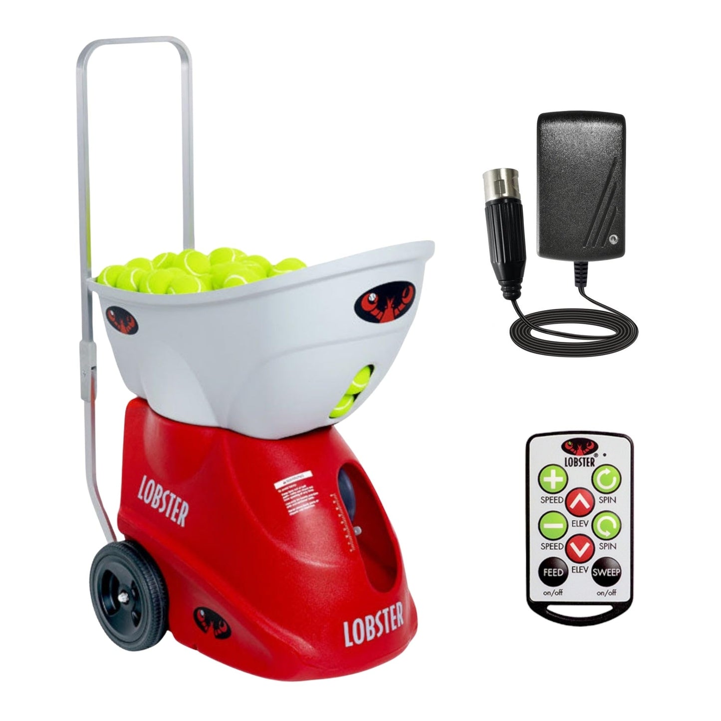 LOBSTER Sports Elite Tennis Ball Machine - Auto Portable Tennis Ball Launcher, Preloaded & Custom Drills, Spin Control, Lob Elevation Switch, Ball Speed (up to 80MPH), with Multi-Function Remote - Tennis Mindset