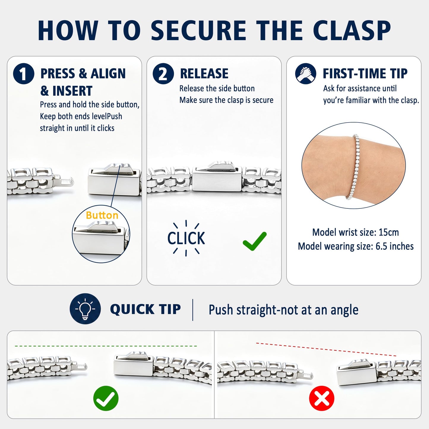 Waterproof Moissanite Tennis Bracelets for Women Hypoallergenic