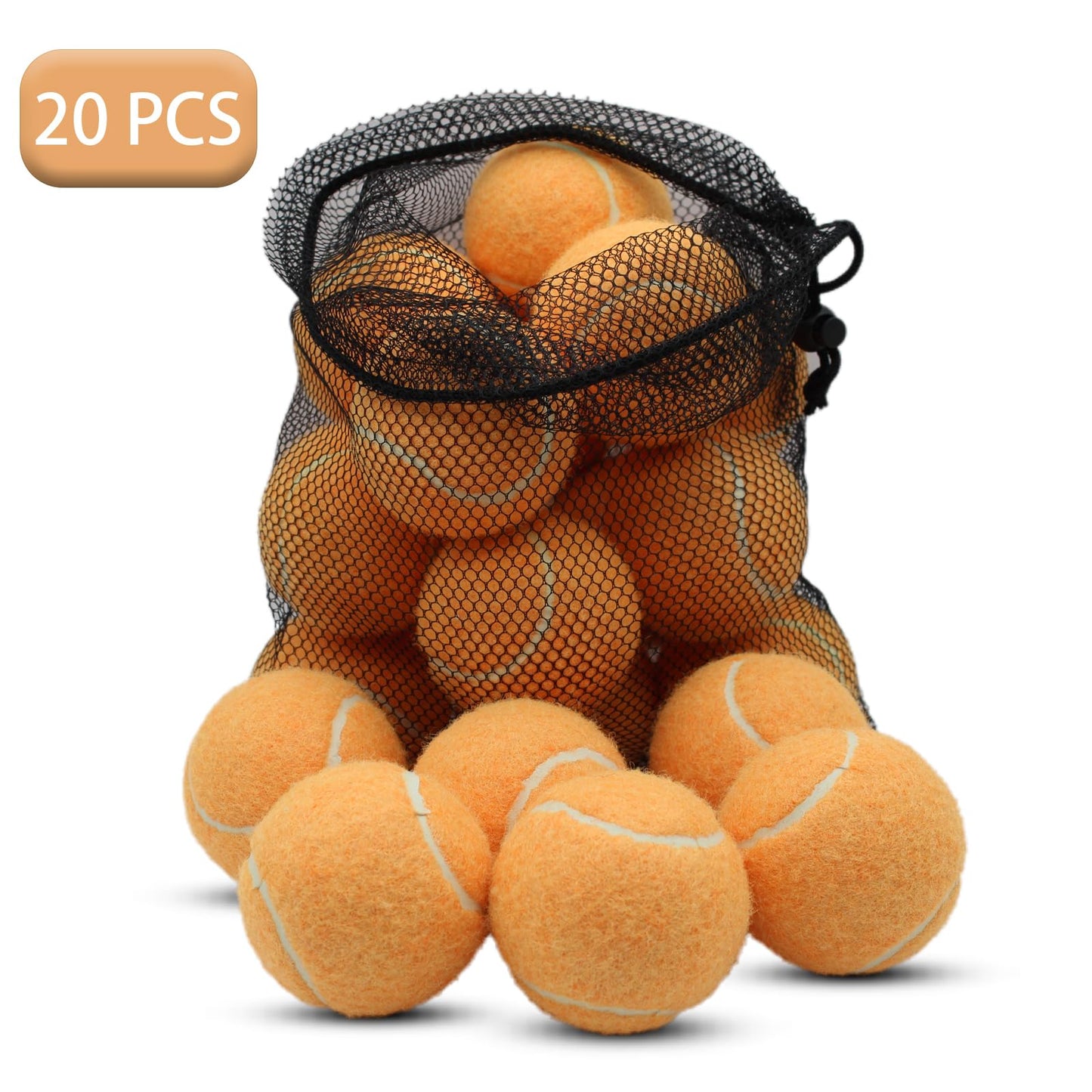 SHYUJAJIE Tennis Ball,20 Pack Practice Balls Bulk,Dog Balls with Mesh Bag