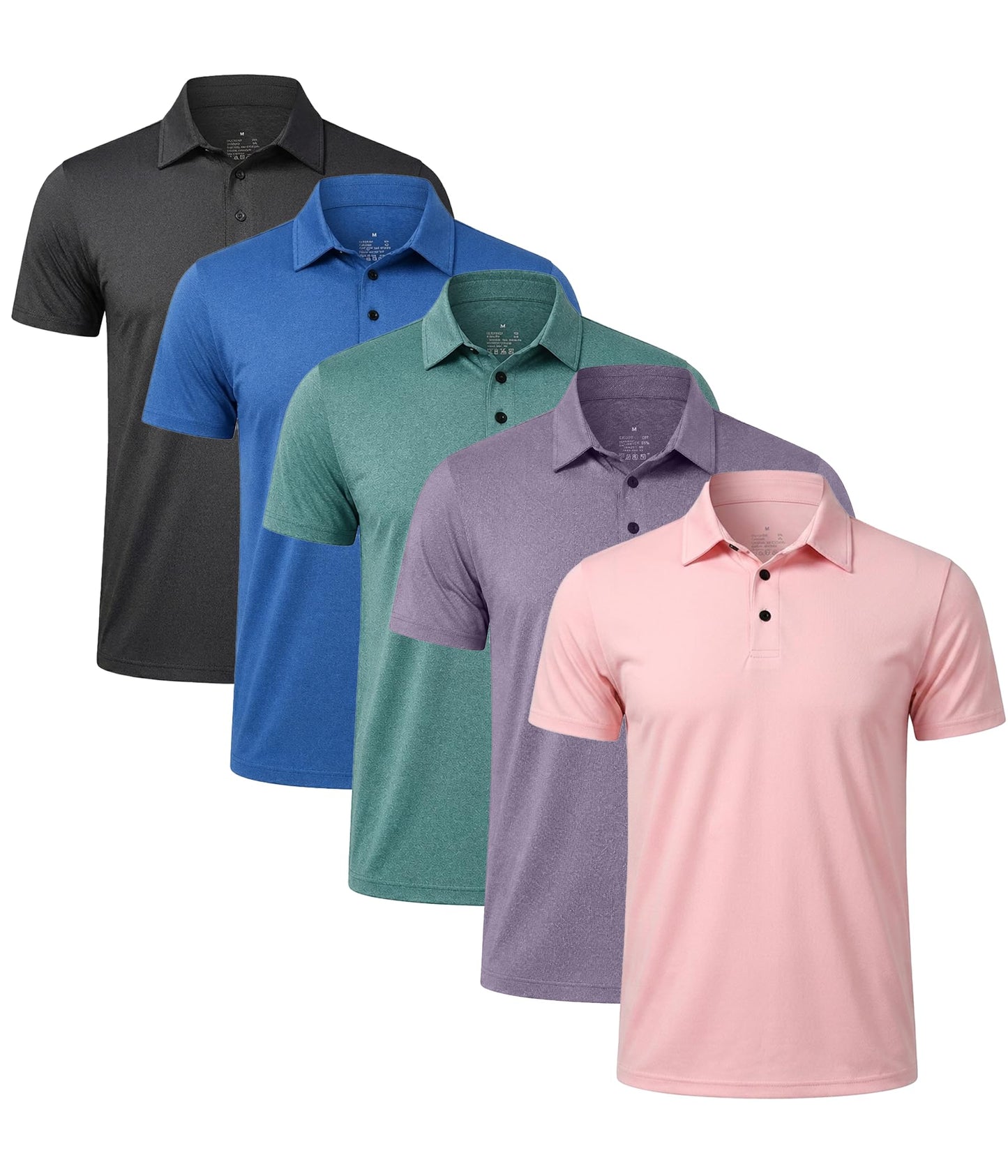 5 Pack Men's Polo Shirts Short Sleeve Golf T Shirt Performance Casual - Tennis Mindset