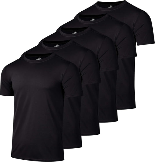 5 Pack Men's Dry Fit Workout T Shirts Crew Neck Athletic Gym Running Tees - Tennis Mindset