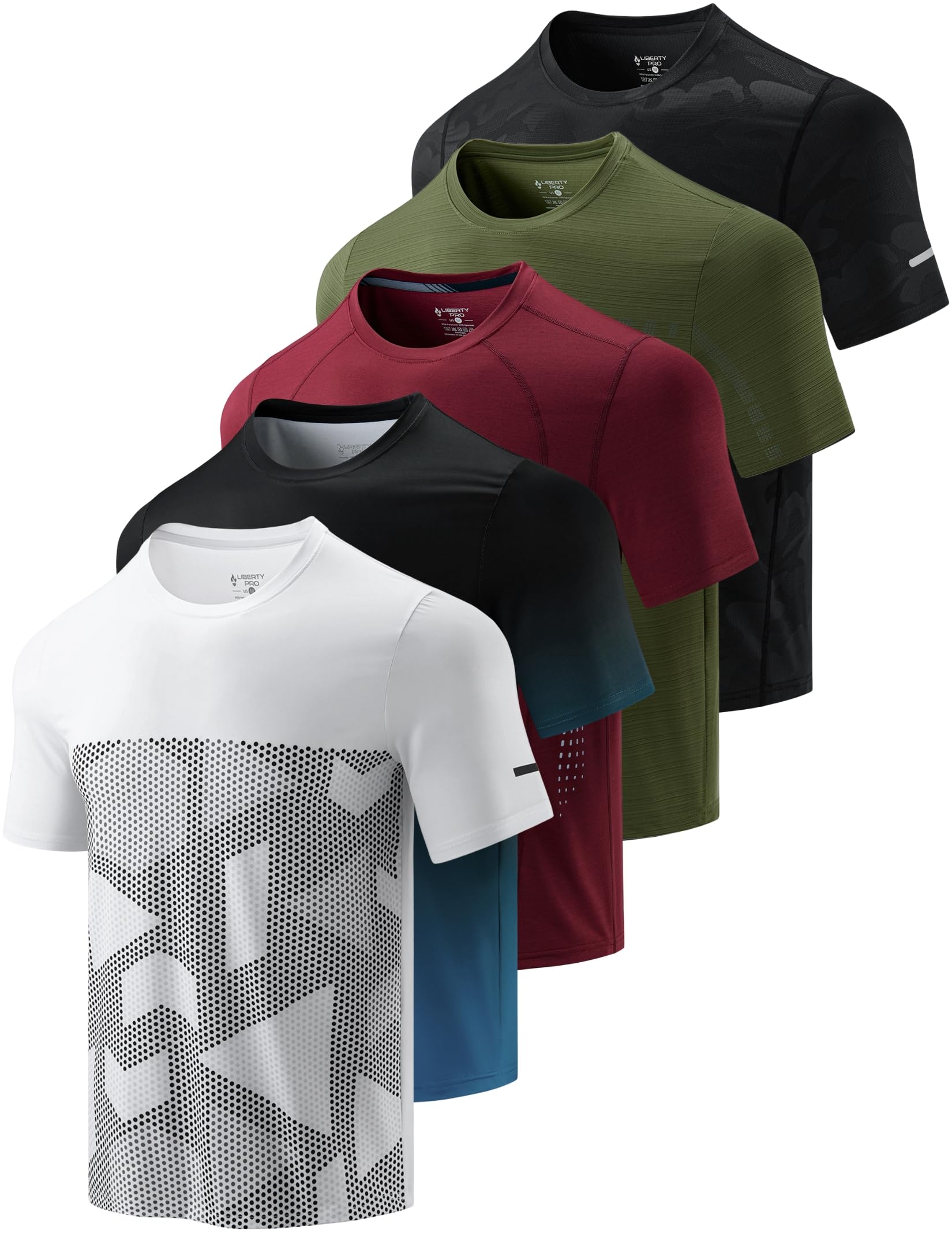 Liberty Imports 5 Pack Men's Active Quick Dry Crew Neck T Shirts - Tennis Mindset