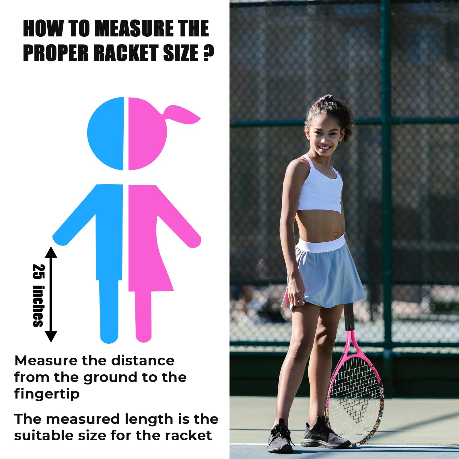 AMA SPORT Kids Tennis Racket for Junior Toddlers Starter Kit 17-25" Tennis Racquet for Girls and Boys with 420D Nylon Shoulder Strap Bag - Tennis Mindset