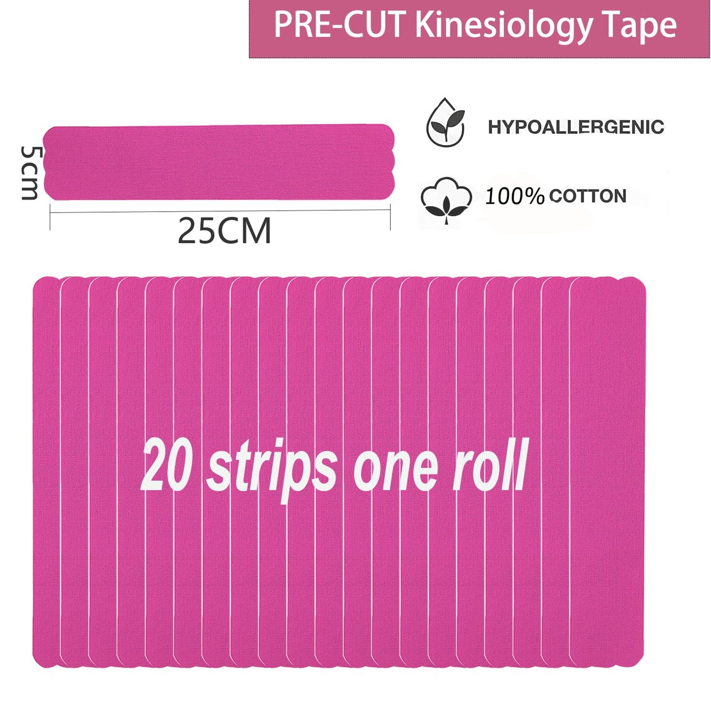 Kinesiology Tape Precut Strips Pro Athletic (3 Rolls,60 Strips) Original Cotton Waterproof Breathable Latex Free Tape for Muscle Pain Relief and Joint Support Elastic Sports Activities Tapes (Mix) - Tennis Mindset