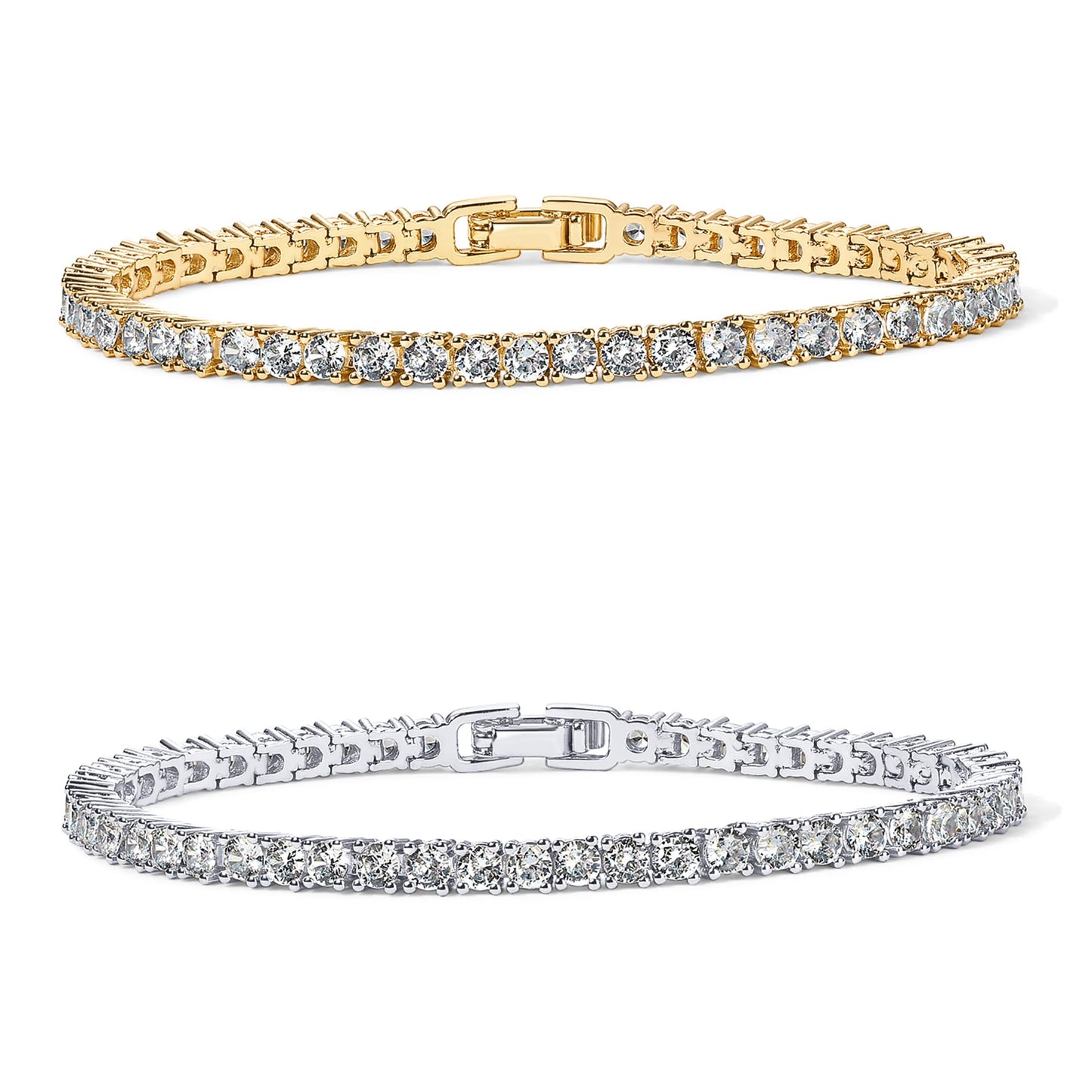 PAVOI 14K Gold Plated 3mm Cubic Zirconia Classic Tennis Bracelet | Gold Bracelets for Women