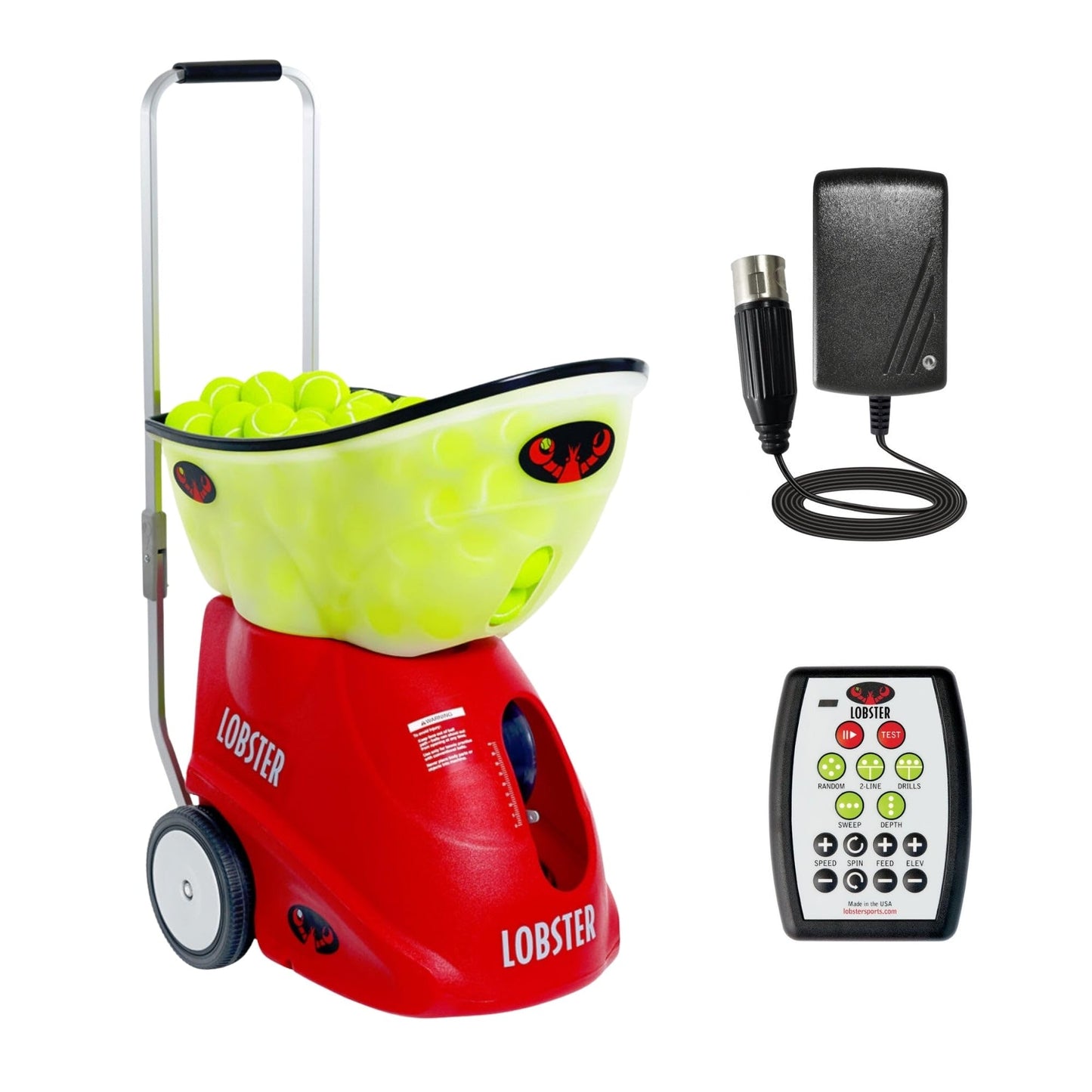 LOBSTER Sports Elite Tennis Ball Machine - Auto Portable Tennis Ball Launcher, Preloaded & Custom Drills, Spin Control, Lob Elevation Switch, Ball Speed (up to 80MPH), with Multi-Function Remote - Tennis Mindset