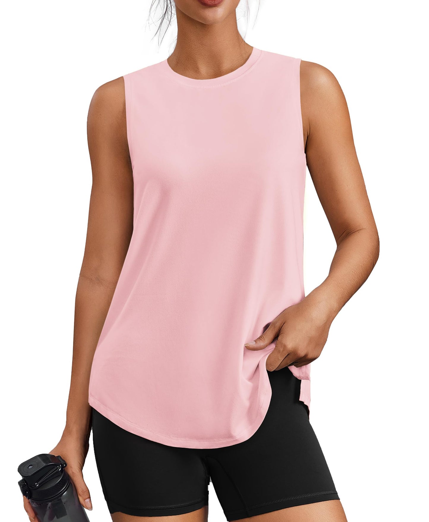 PINSPARK Workout Tank Tops for Women UPF 50+ Side Slits Athletic Gym Shirt