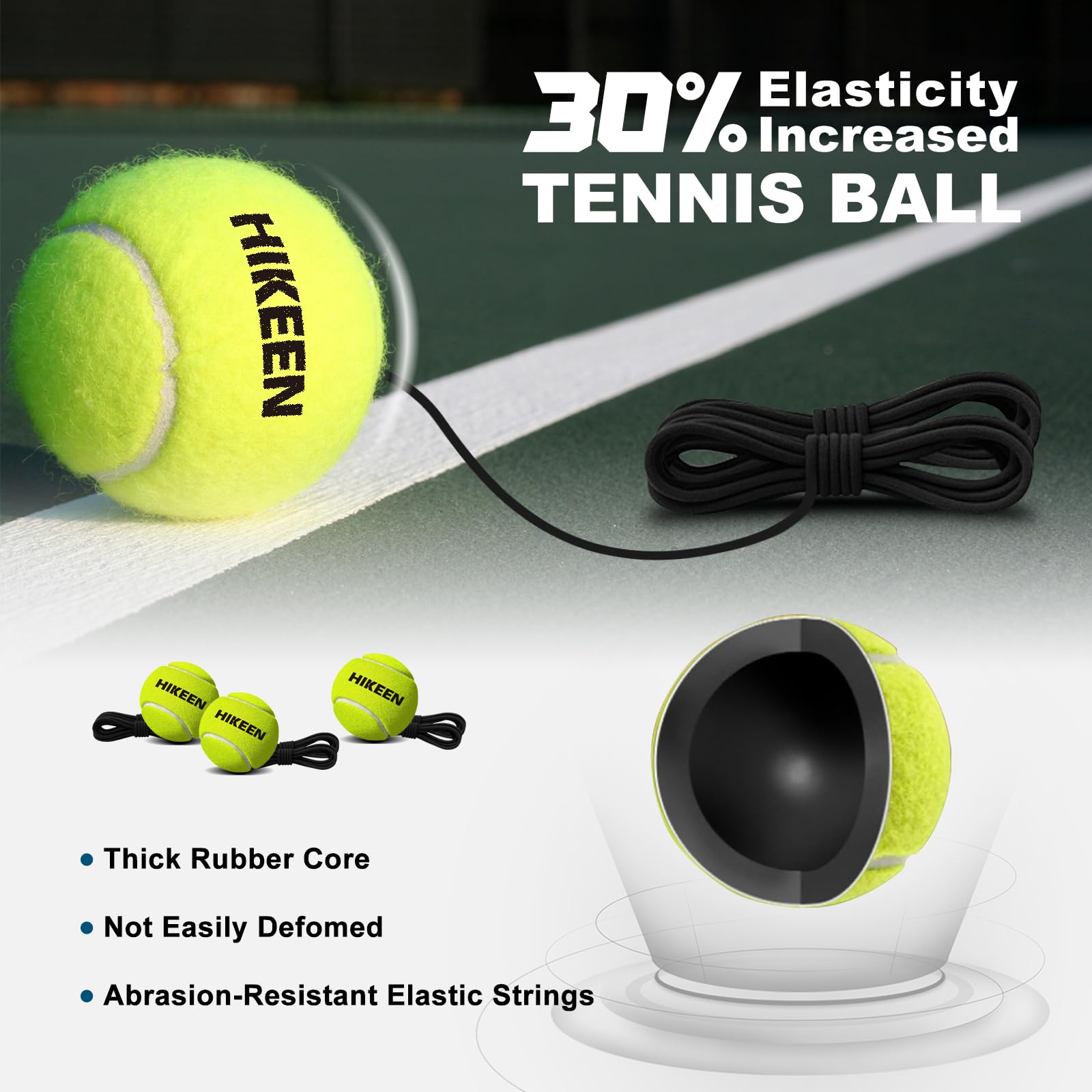 Hikeen Premium Tennis Trainer Rebound with Metal Base,Portable Solo Tennis Trainer Set with 3 Highly Elastic String Balls,Tennis Practice Equipment for Adult Kids an Beginners - Tennis Mindset