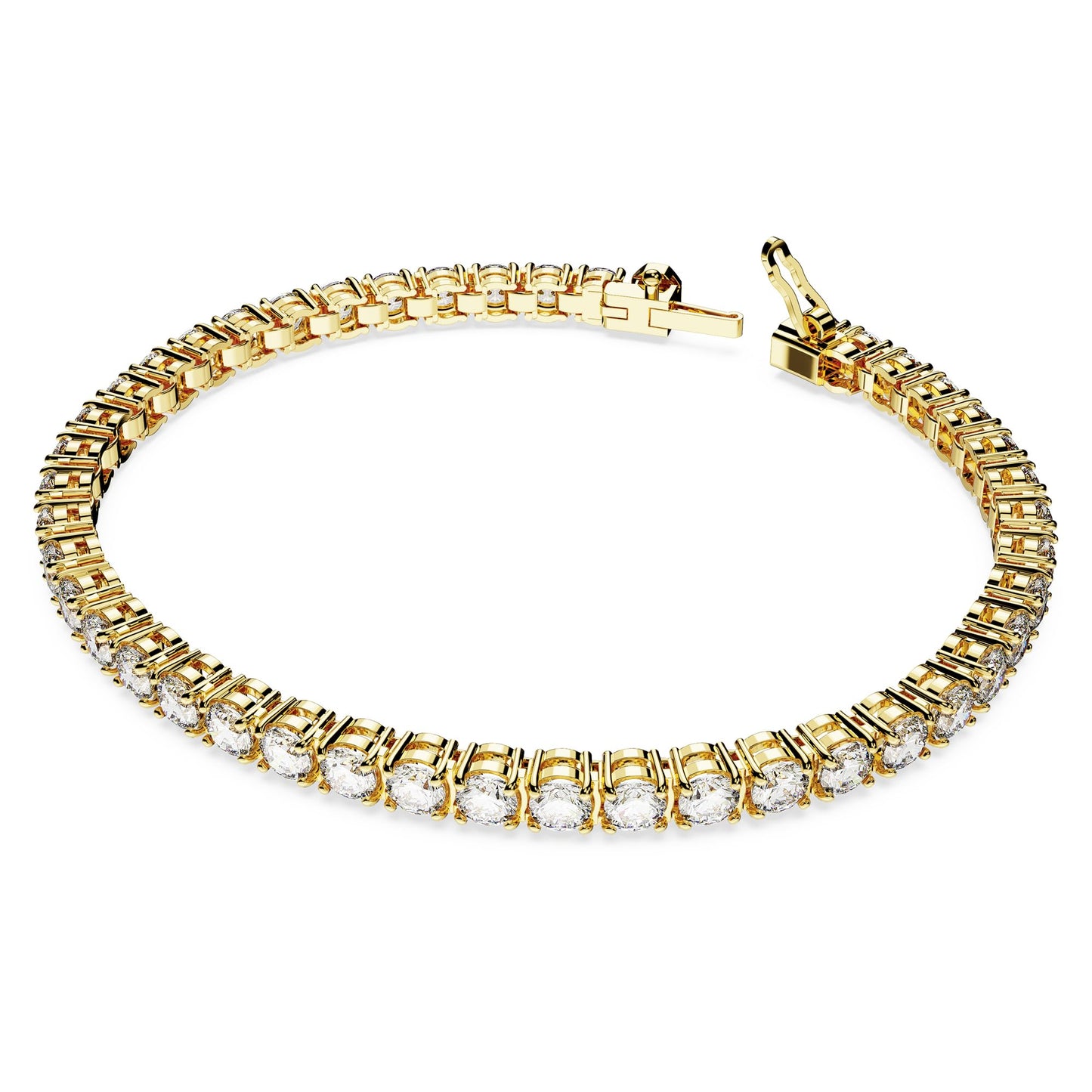 Swarovski Matrix Tennis Bracelet, Round Cut Crystals, Pink, Blue, Black, Clear, Rhodium, Gold-Tone and Rose Gold-Tone Finishes
