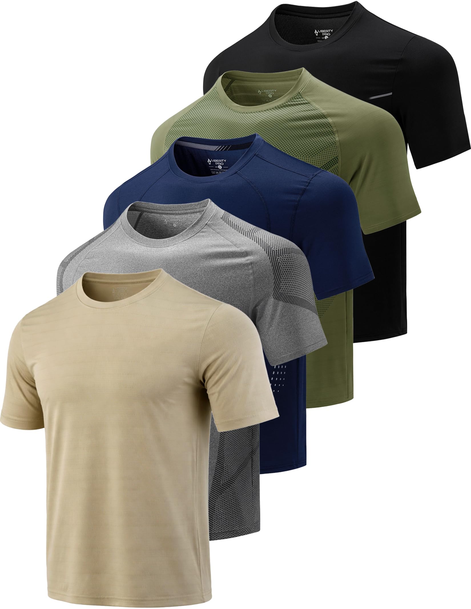 Liberty Imports 5 Pack Men's Active Quick Dry Crew Neck T Shirts - Tennis Mindset