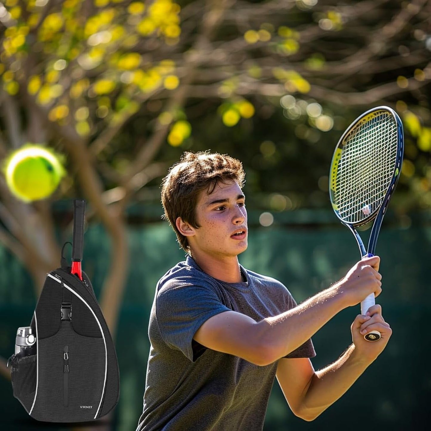 Ytonet Tennis Bag, Tennis Sling Backpack Crossbody for Men Women - Tennis Mindset