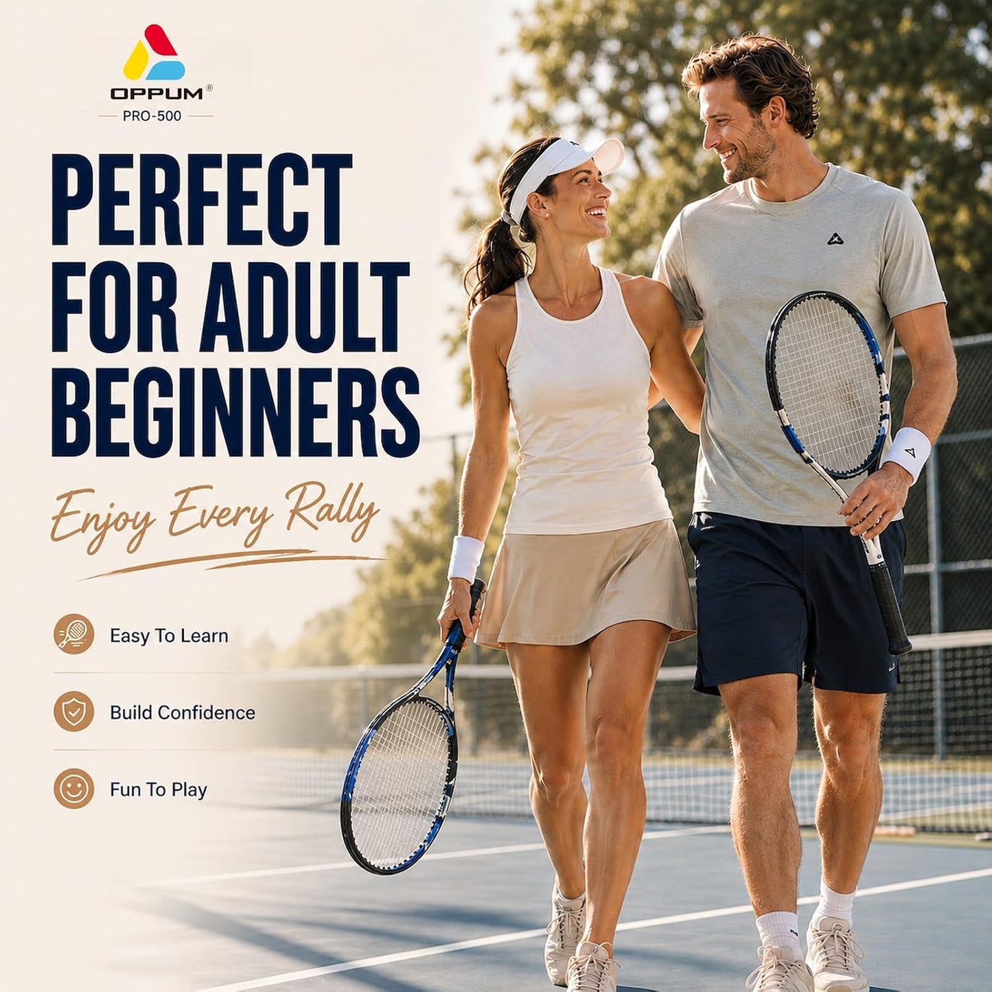 Adult Tennis Racket Set of 2, 27 Inch Pre-Strung for Beginners