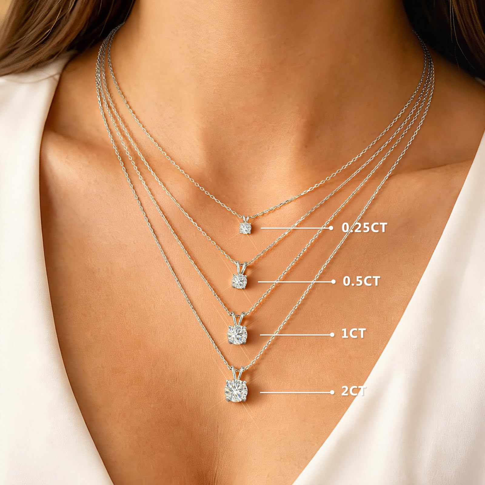 shownii 0.25-2CT LAB GROWN Diamond Solitaire Pendant Necklace for Women - Tennis Mindset