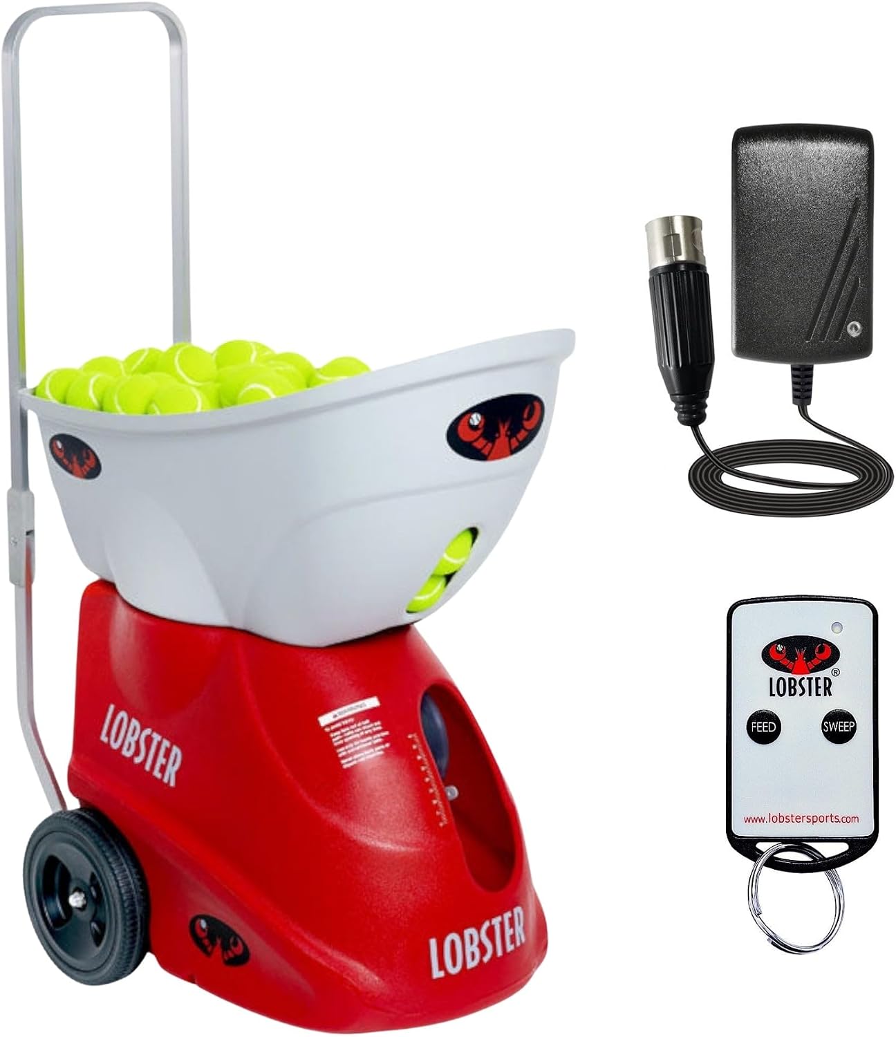 LOBSTER Sports Elite Tennis Ball Machine - Auto Portable Tennis Ball Launcher, Preloaded & Custom Drills, Spin Control, Lob Elevation Switch, Ball Speed (up to 80MPH), with Multi-Function Remote - Tennis Mindset