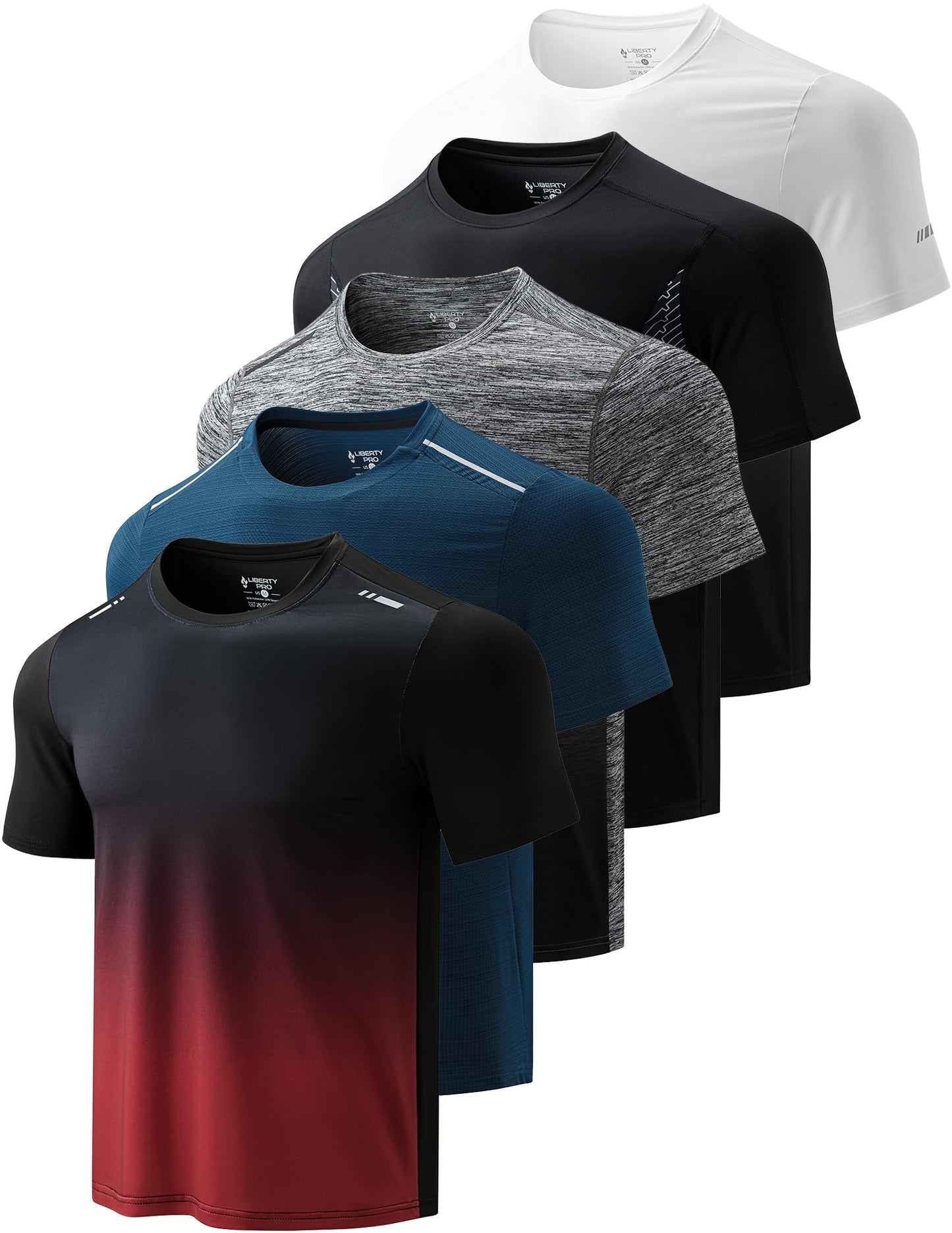 Liberty Imports 5 Pack Men's Active Quick Dry Crew Neck T Shirts - Tennis Mindset