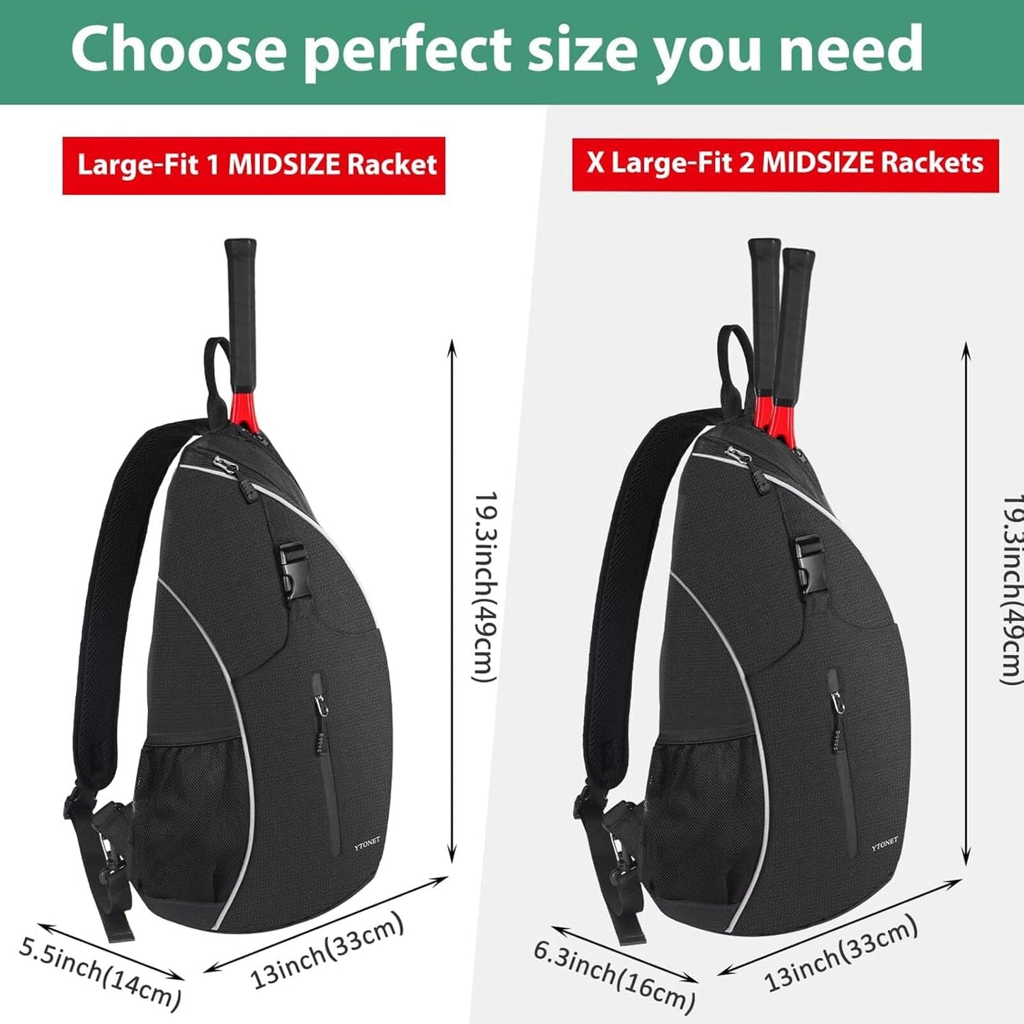 Ytonet Tennis Bag, Tennis Sling Backpack Crossbody for Men Women - Tennis Mindset