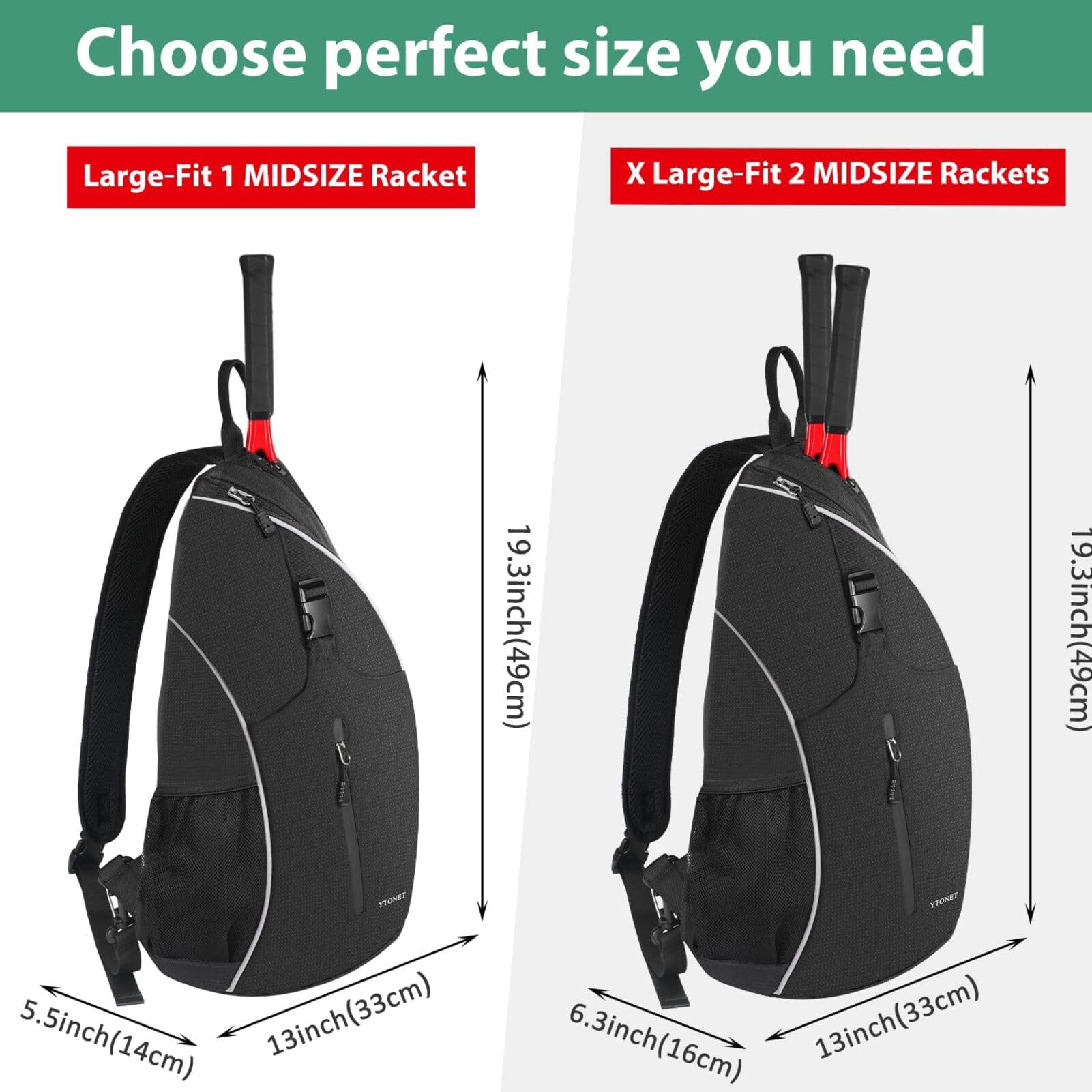 Ytonet Tennis Bag, Tennis Sling Backpack Crossbody for Men Women - Tennis Mindset