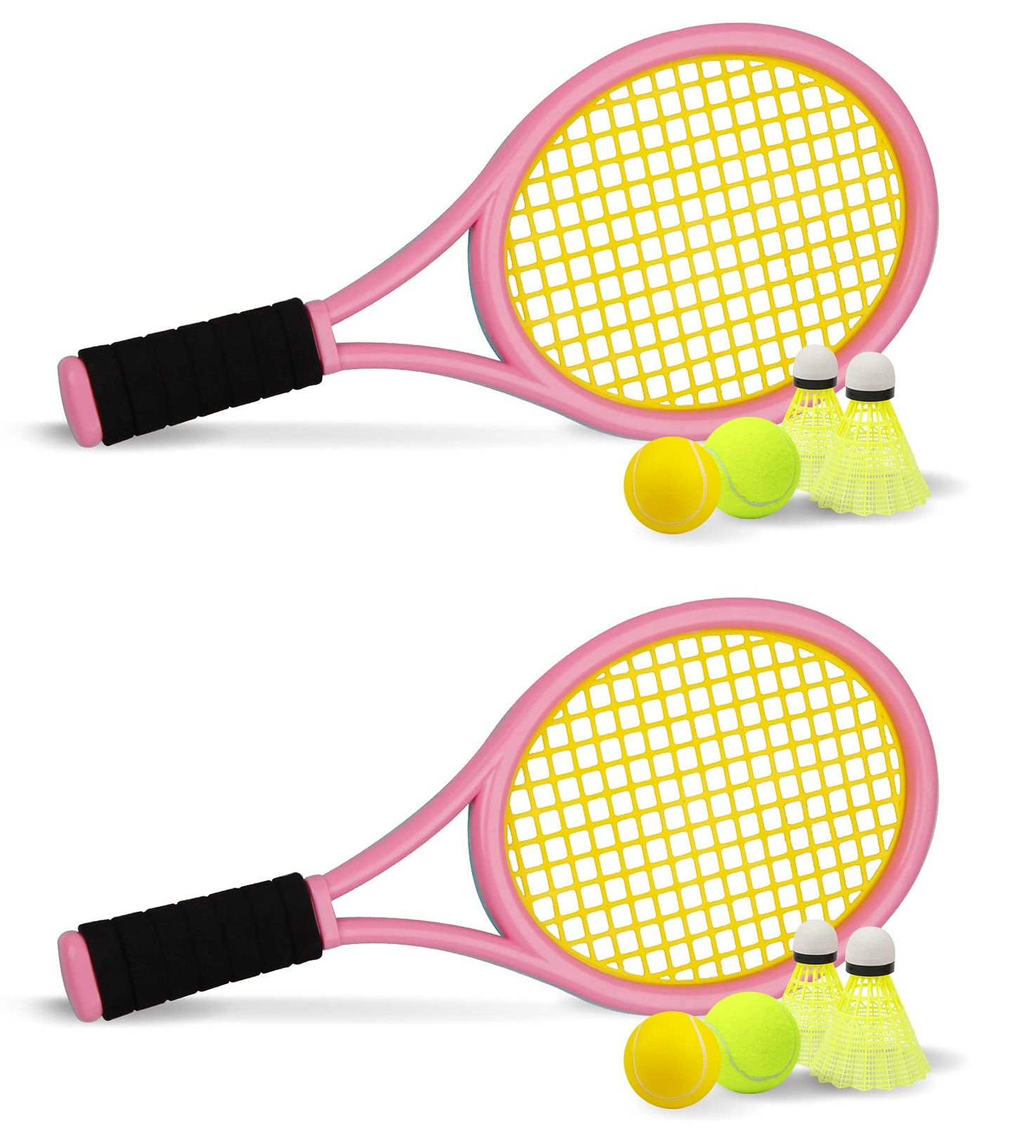 Kids Tennis Racket,17 Inch Plastic Tennis Racket with 2 Soft Balls,2 Tennis Balls and 4 Shuttlecocks for Kid,Toddler Outdoor/Indoor Sport Play - Tennis Mindset