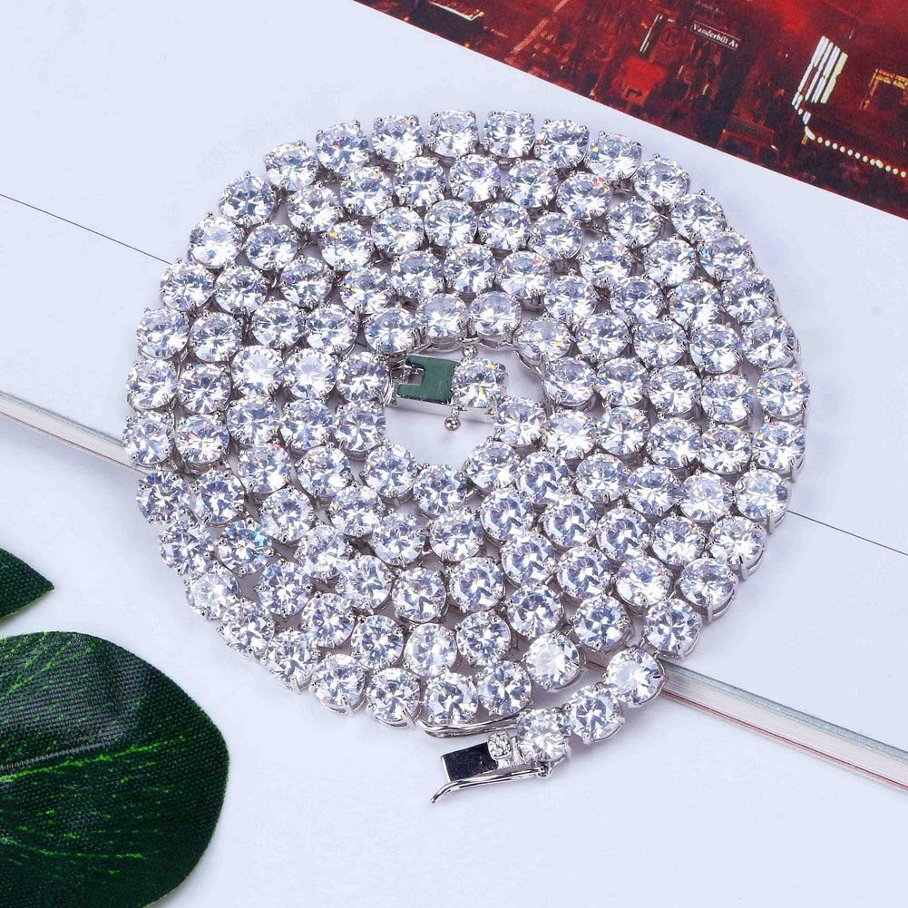 JINAO 6MM Tennis Chain Necklace 18k Gold Plated 1 Row Lab Simulated Diamond Iced Out Cubic Zirconia Chain Men's Hip hop Tennis Choker Necklace Chain for Men Women - Tennis Mindset