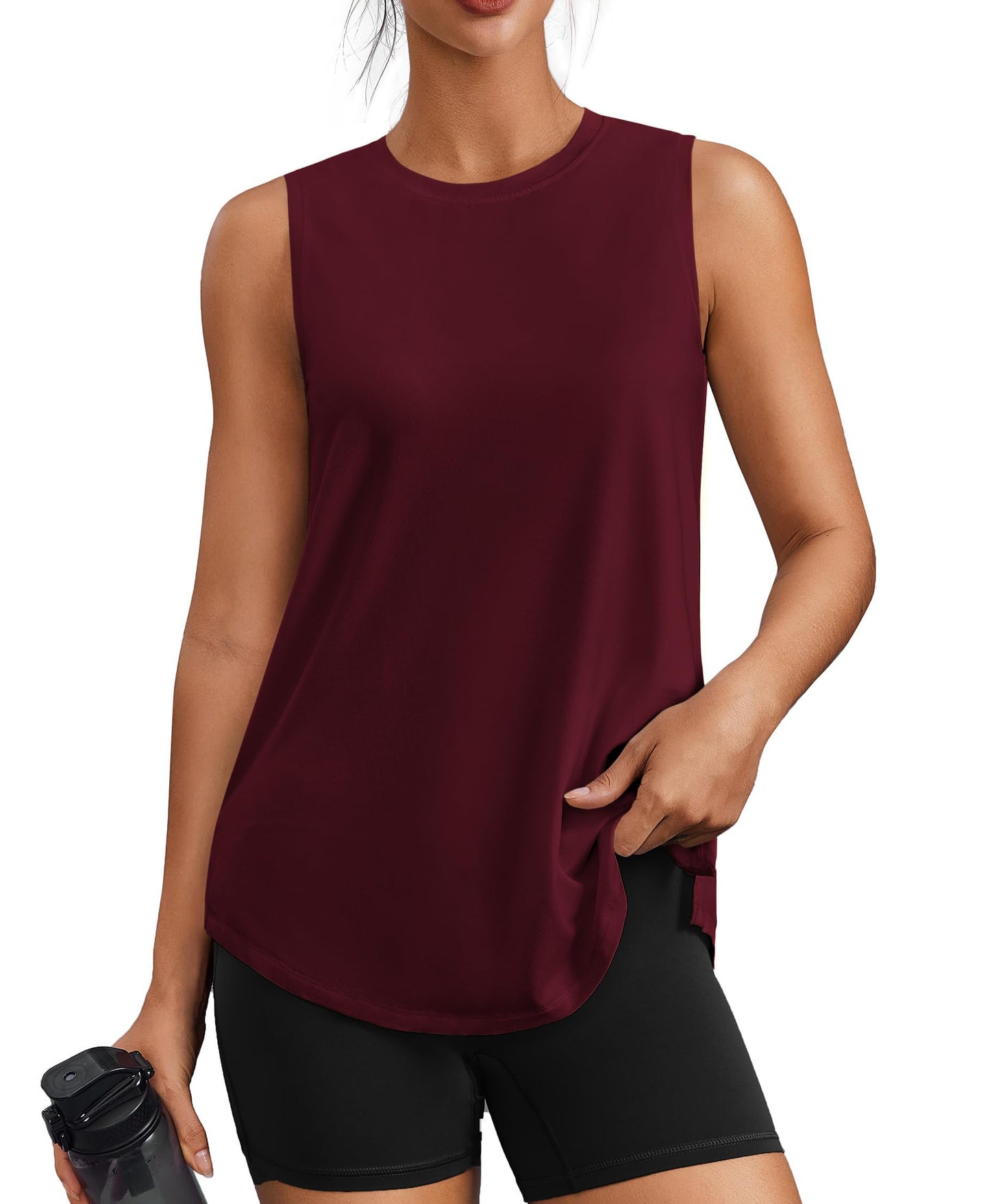 PINSPARK Workout Tank Tops for Women UPF 50+ Side Slits Athletic Gym Shirt