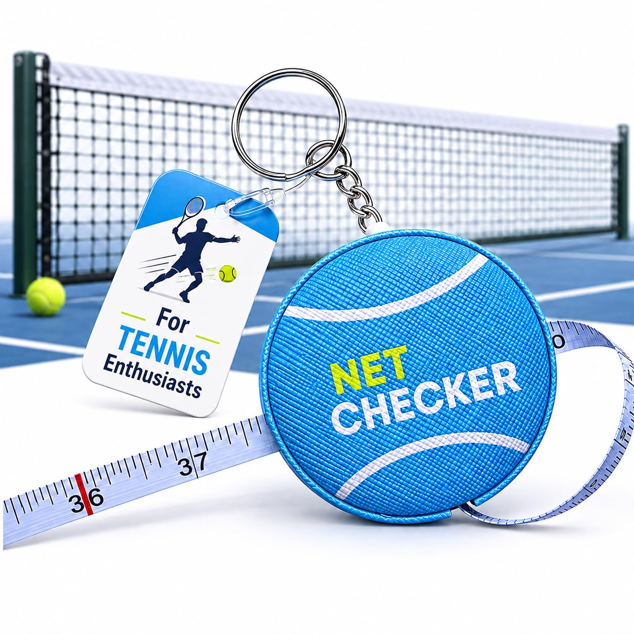 Scoring Right Net Checker Tennis Net Height Measuring Tape and Keyring - Tennis Mindset