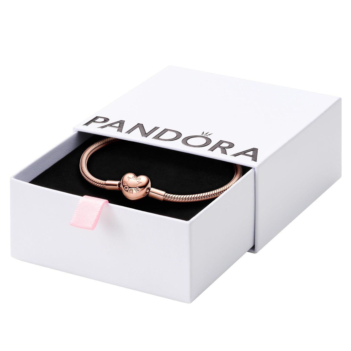 PANDORA Heart Clasp Snake Chain Bracelet - Heart Clasp - Romantic Jewelry for Her with Gift Box - Compatible Moments Charms