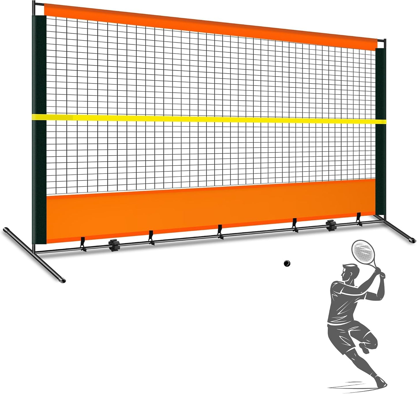 ORIENGEAR Tennis Rebound Practice Wall - 12ft x 6ft Rebounder Net for Racquet Sports, Ball & Pickleball, Training Backboard for Court Backyard and Indoor & Outdoor Use - Tennis Mindset