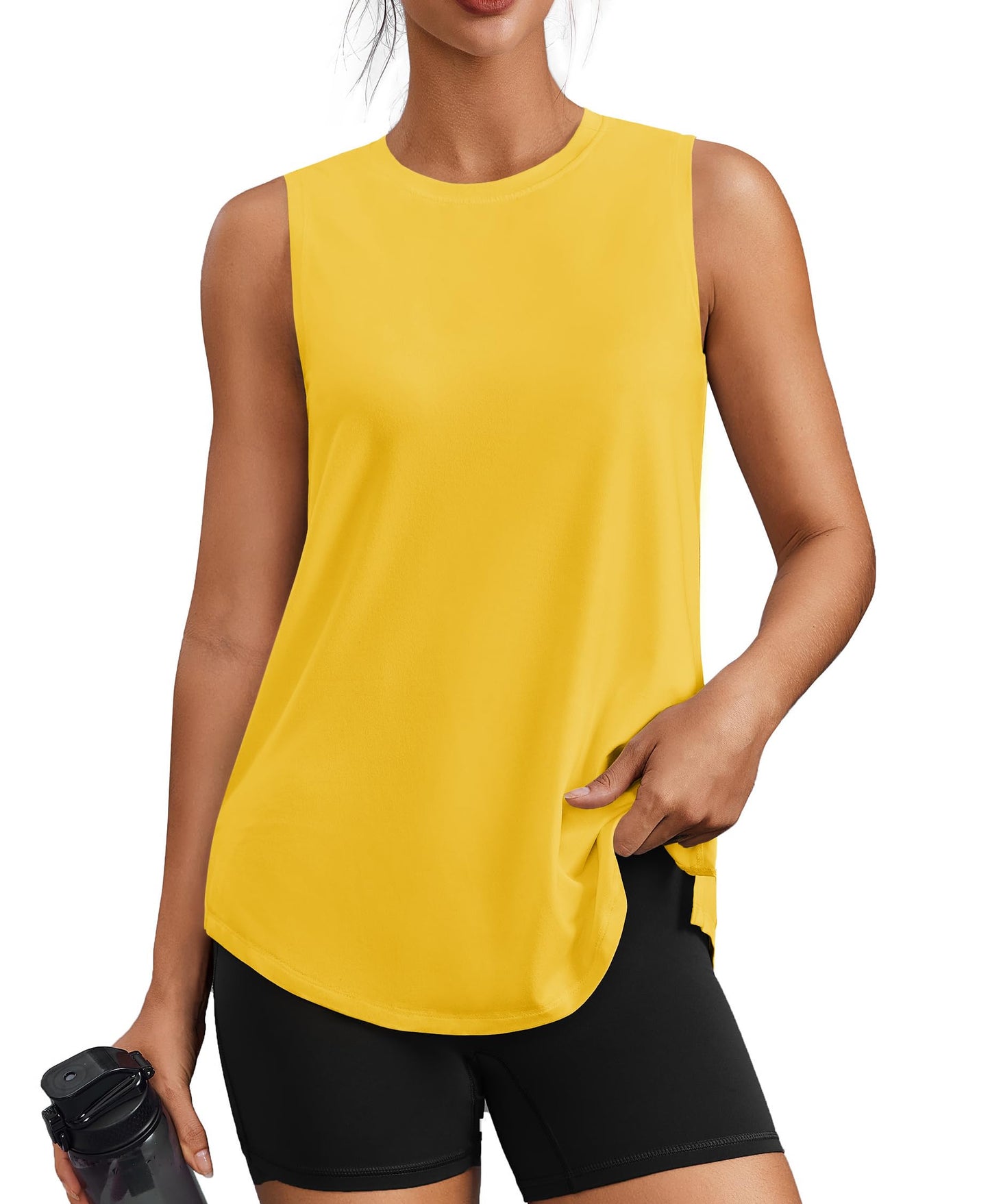 PINSPARK Workout Tank Tops for Women UPF 50+ Side Slits Athletic Gym Shirt