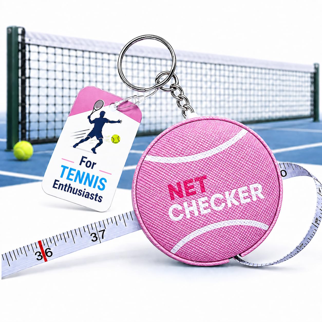 Scoring Right Net Checker Tennis Net Height Measuring Tape and Keyring - Tennis Mindset