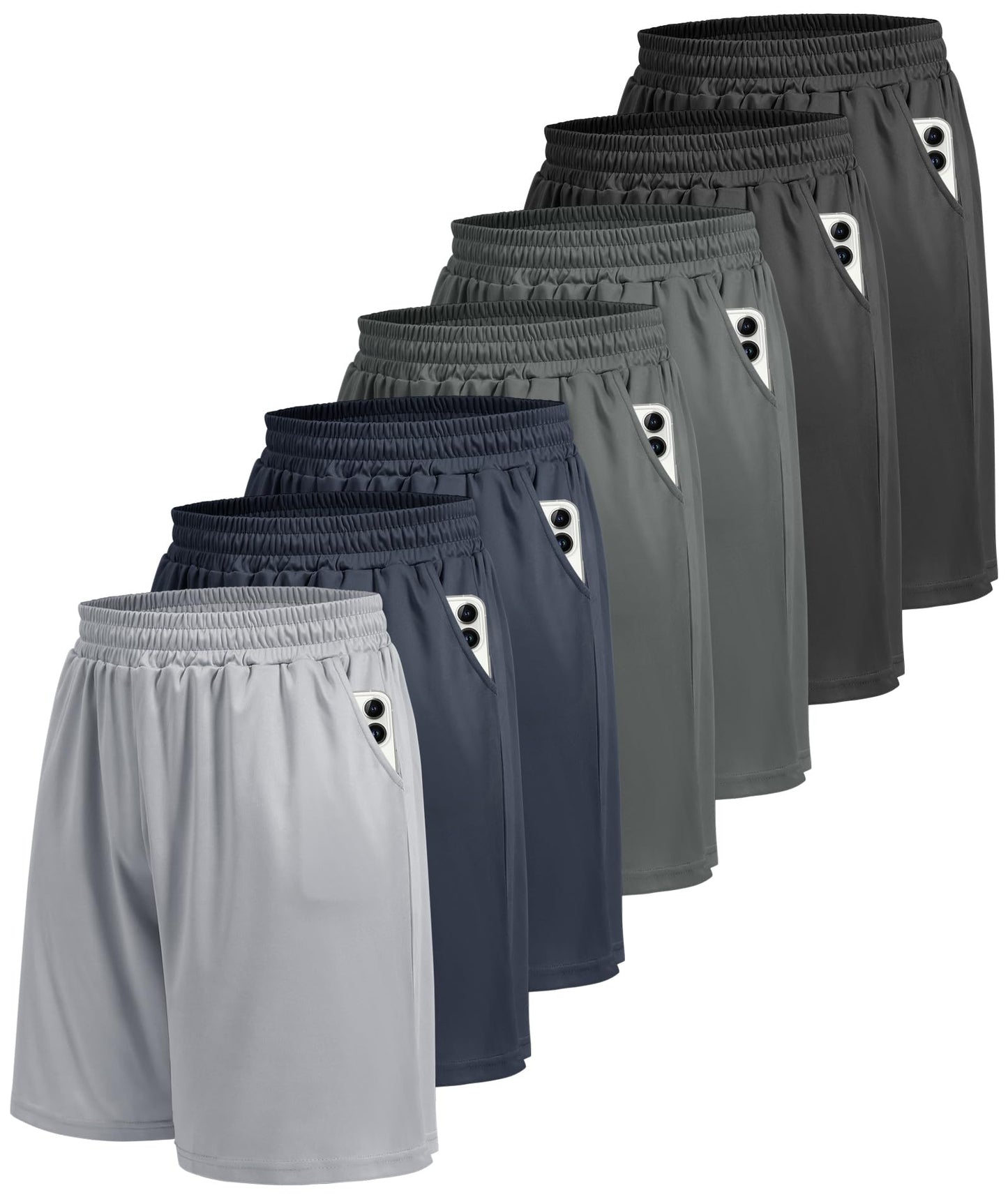 5 Pack Athletic Gym Mens Shorts - Workout Black Quick Dry Basketball Shorts - Tennis Mindset