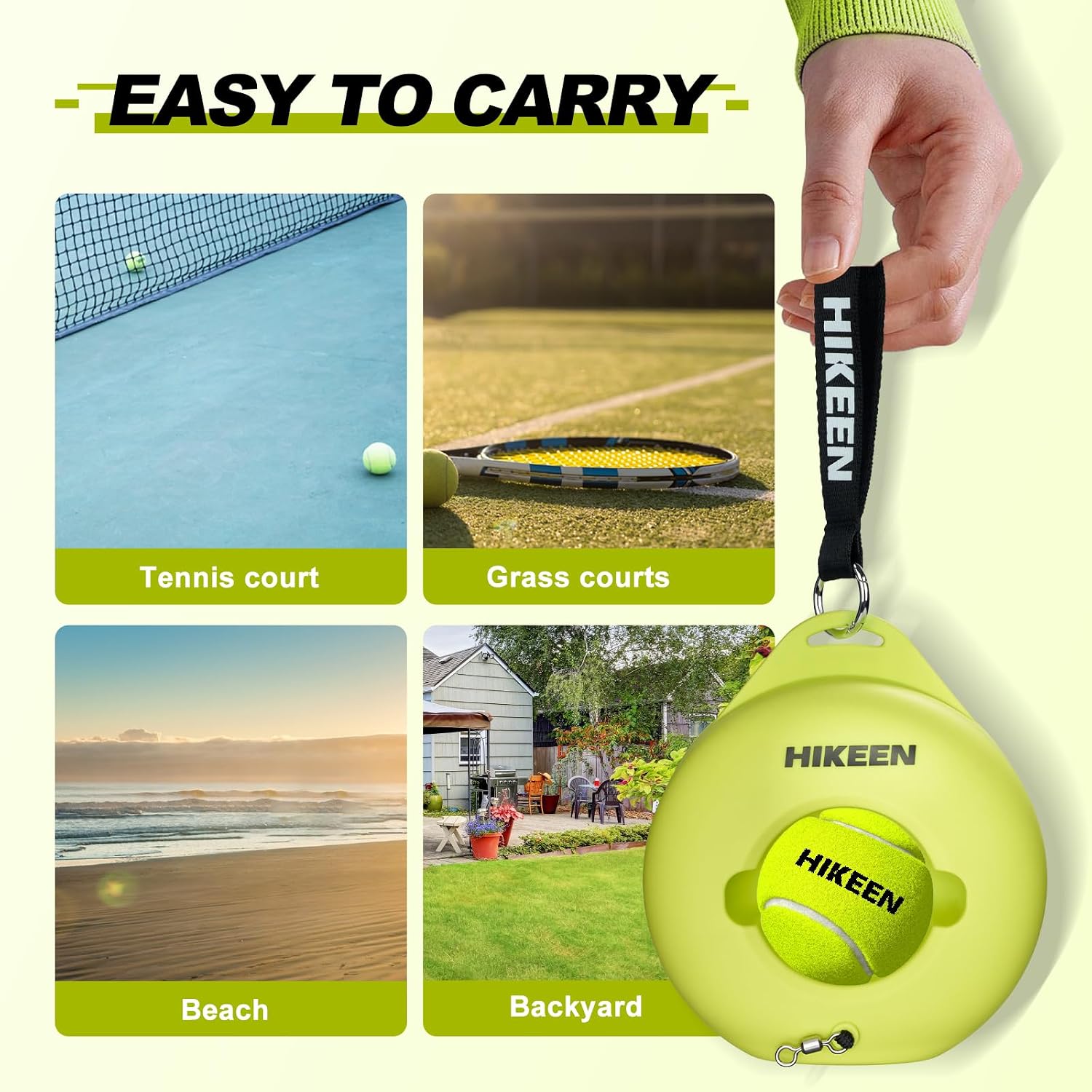 Hikeen Premium Tennis Trainer Rebound with Metal Base,Portable Solo Tennis Trainer Set with 3 Highly Elastic String Balls,Tennis Practice Equipment for Adult Kids an Beginners - Tennis Mindset