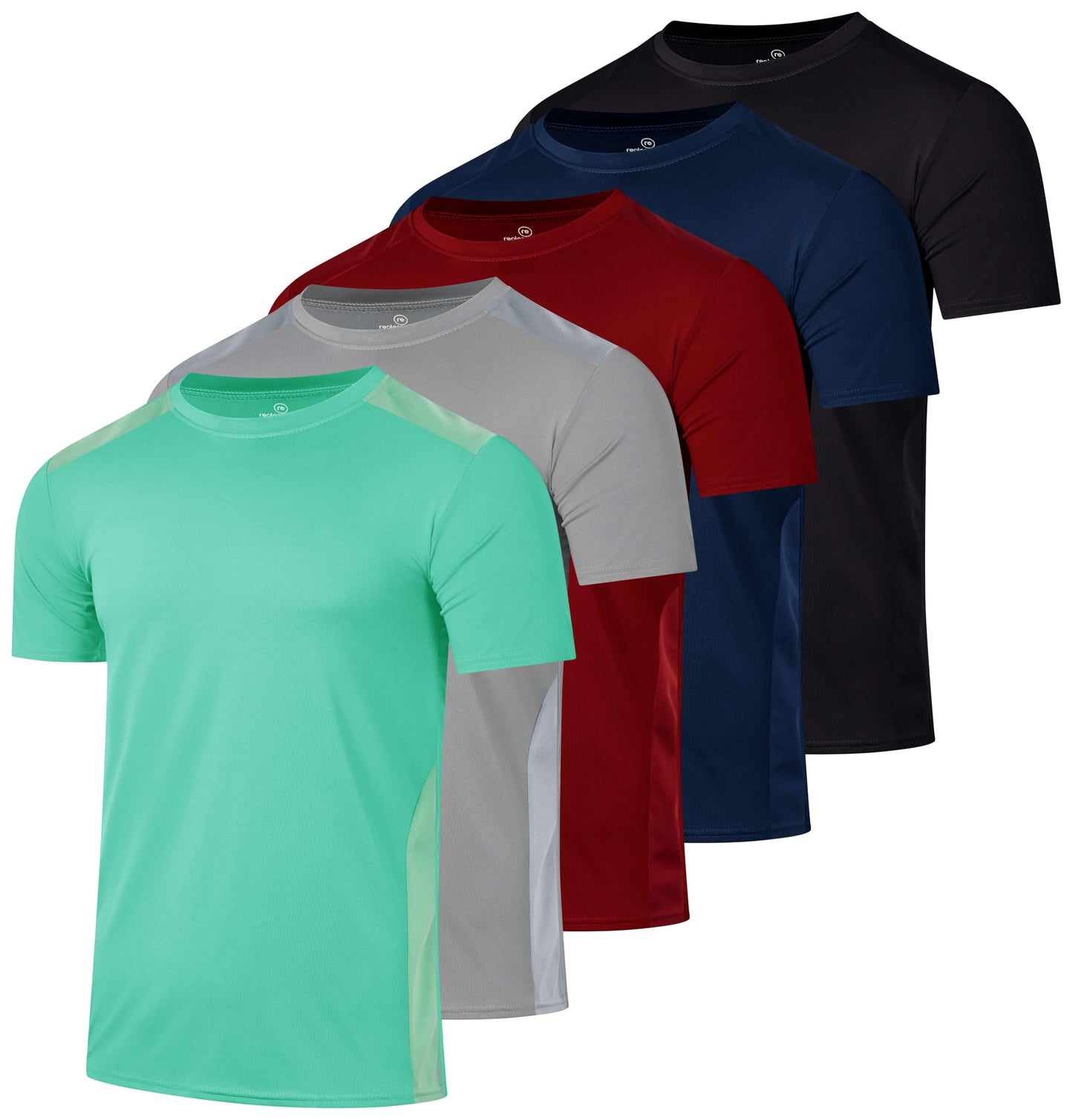 5 Pack Men's Dry Fit Workout T Shirts Crew Neck Athletic Gym Running Tees - Tennis Mindset