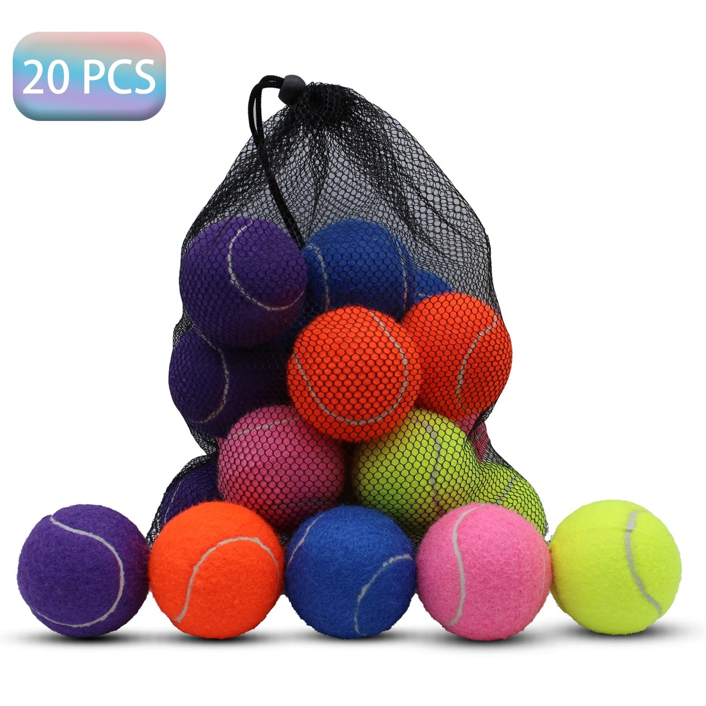 SHYUJAJIE Tennis Ball,20 Pack Practice Balls Bulk,Dog Balls with Mesh Bag