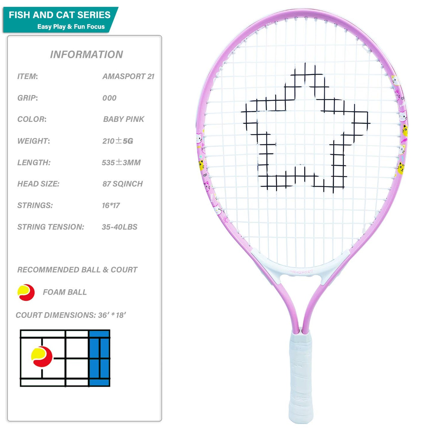 AMA SPORT Kids Tennis Racket for Junior Toddlers Starter Kit 17-25" Tennis Racquet for Girls and Boys with 420D Nylon Shoulder Strap Bag - Tennis Mindset