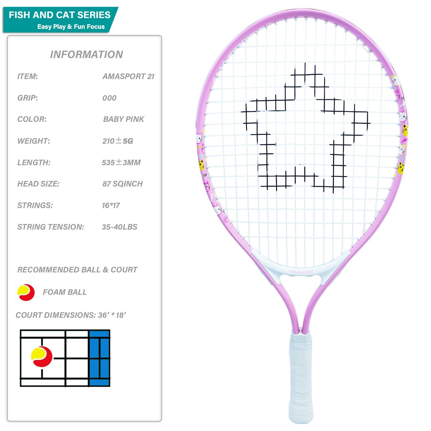 AMA SPORT Kids Tennis Racket for Junior Toddlers Starter Kit 17-25" Tennis Racquet for Girls and Boys with 420D Nylon Shoulder Strap Bag - Tennis Mindset