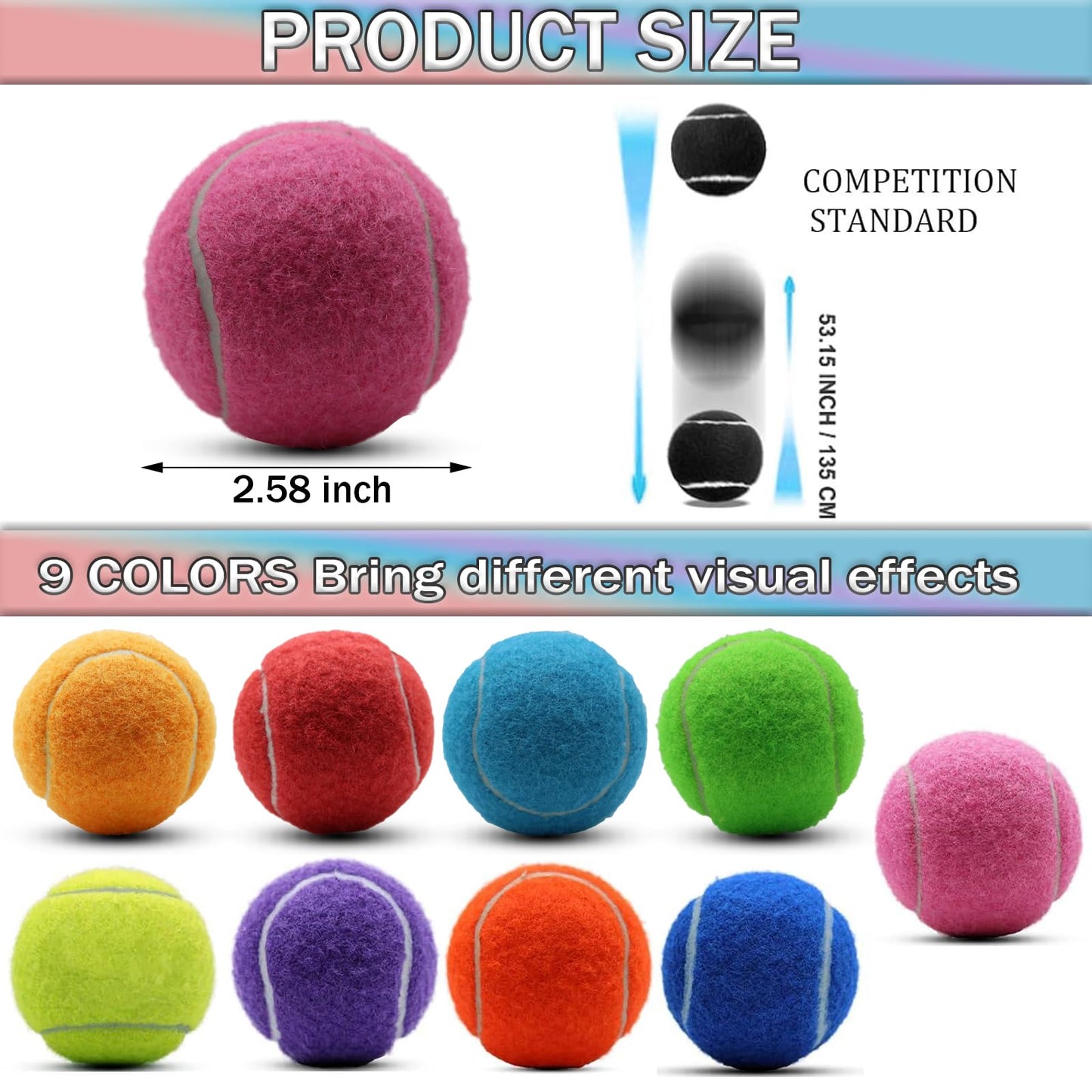 SHYUJAJIE Tennis Ball,6 Pack Practice Balls Bulk,Dog Balls with Mesh Bag