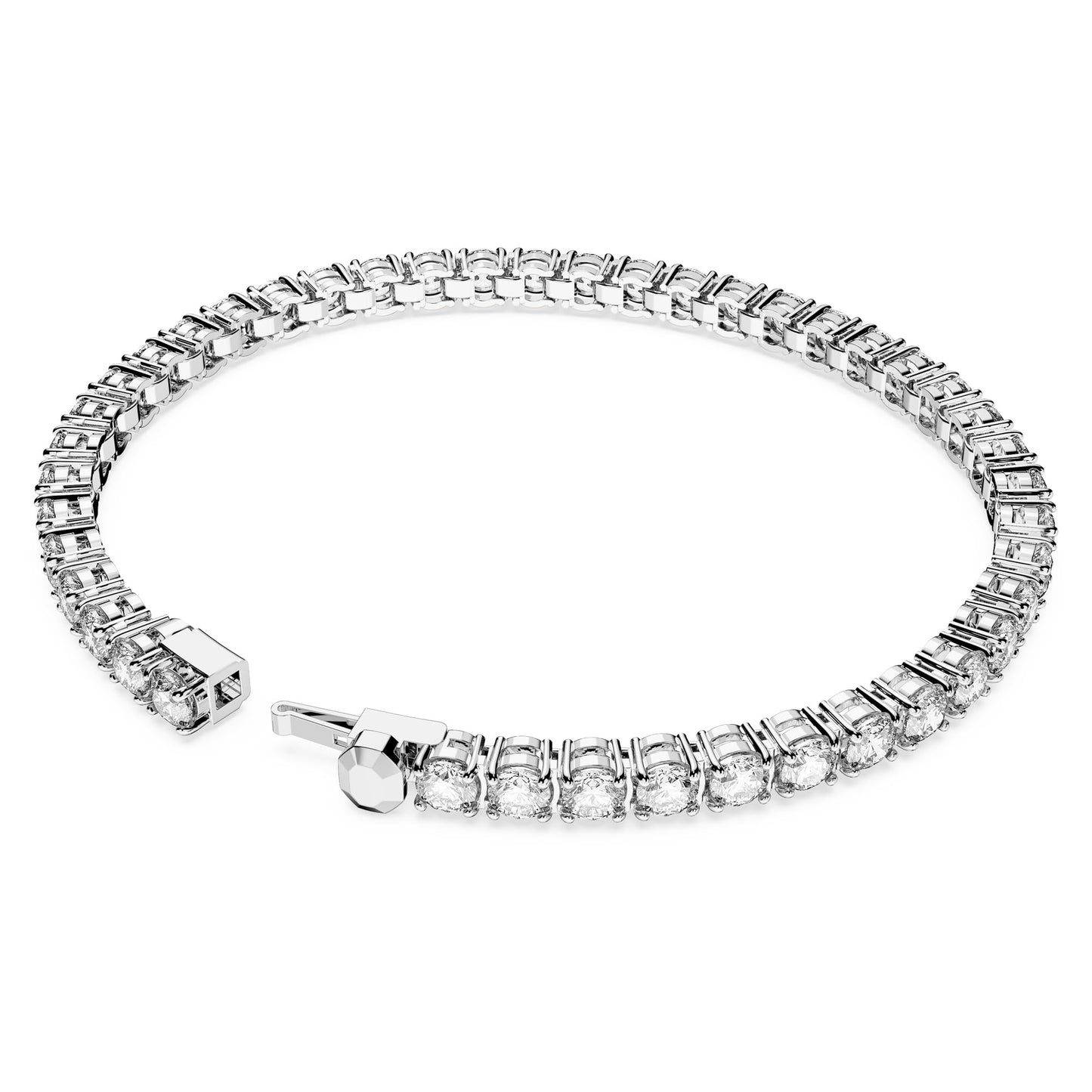 Swarovski Matrix Tennis Bracelet, Round Cut Crystals, Pink, Blue, Black, Clear, Rhodium, Gold-Tone and Rose Gold-Tone Finishes