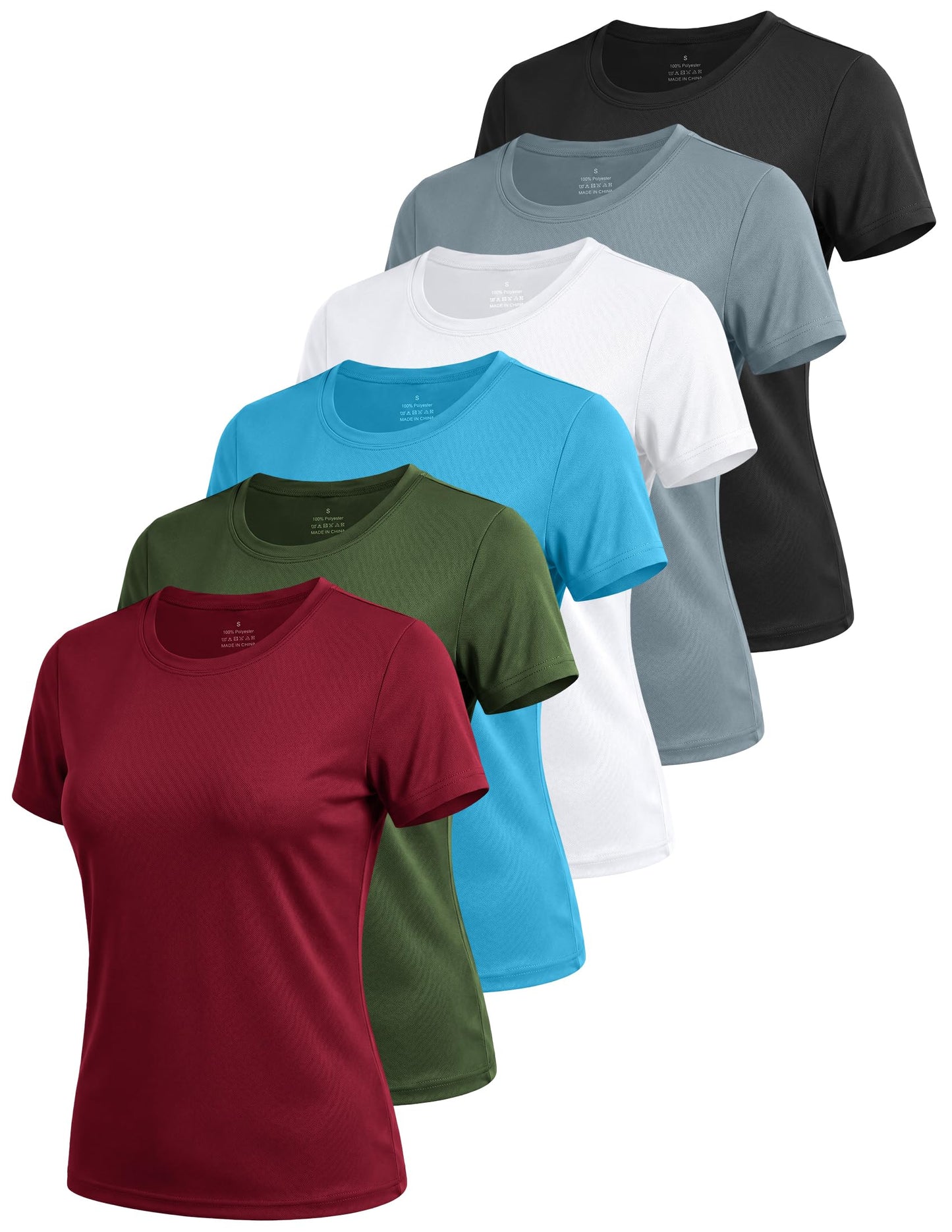 6 Pack Workout Tops for Women Short Sleeve Athletic Quick Dry T Shirts