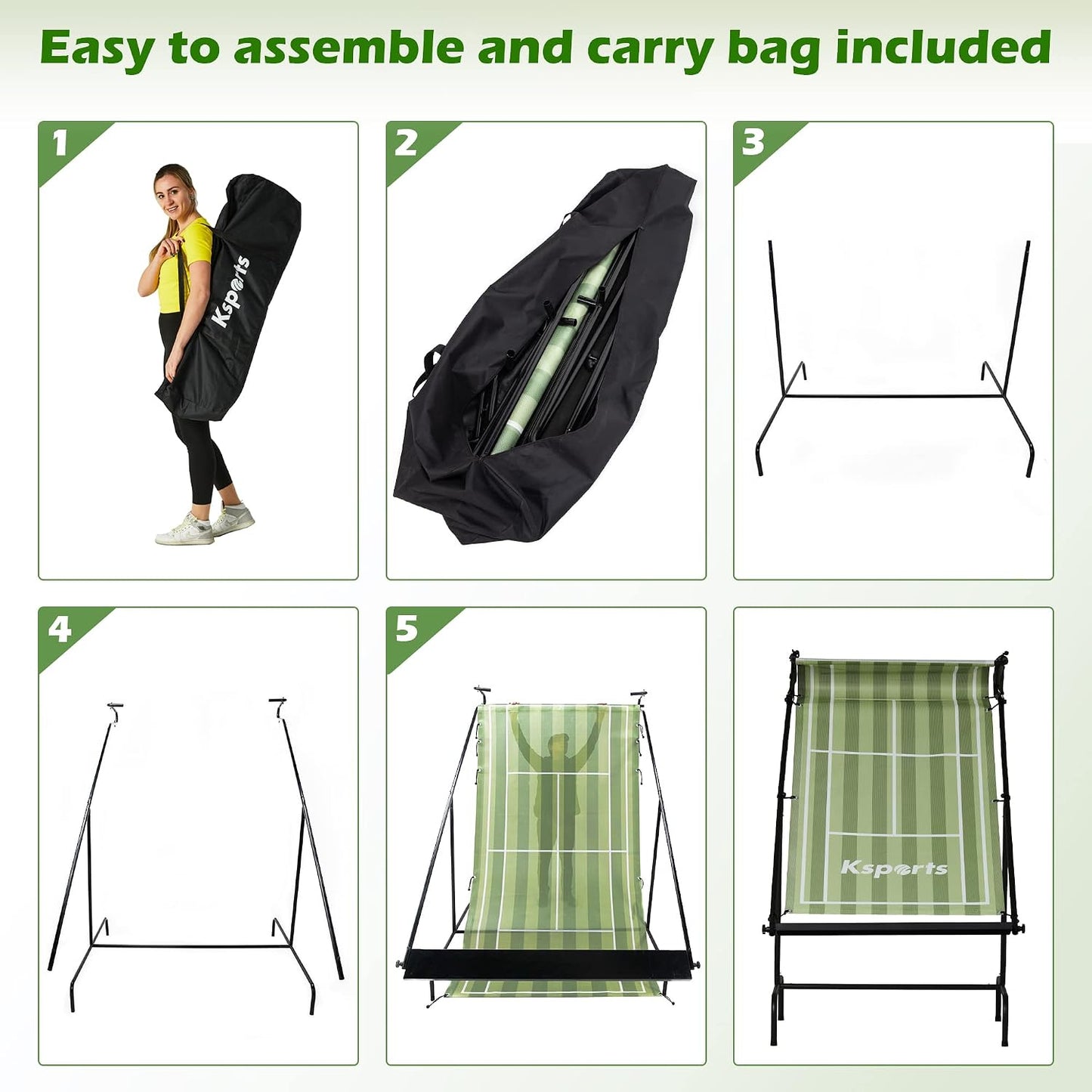Ksports Tennis Rebounder Net – Multi Racket Sports Trainer for Tennis, Pickleball, Padel, Squash & Racquetball – Quick Assembly, Portable with Carry Bag - Tennis Mindset