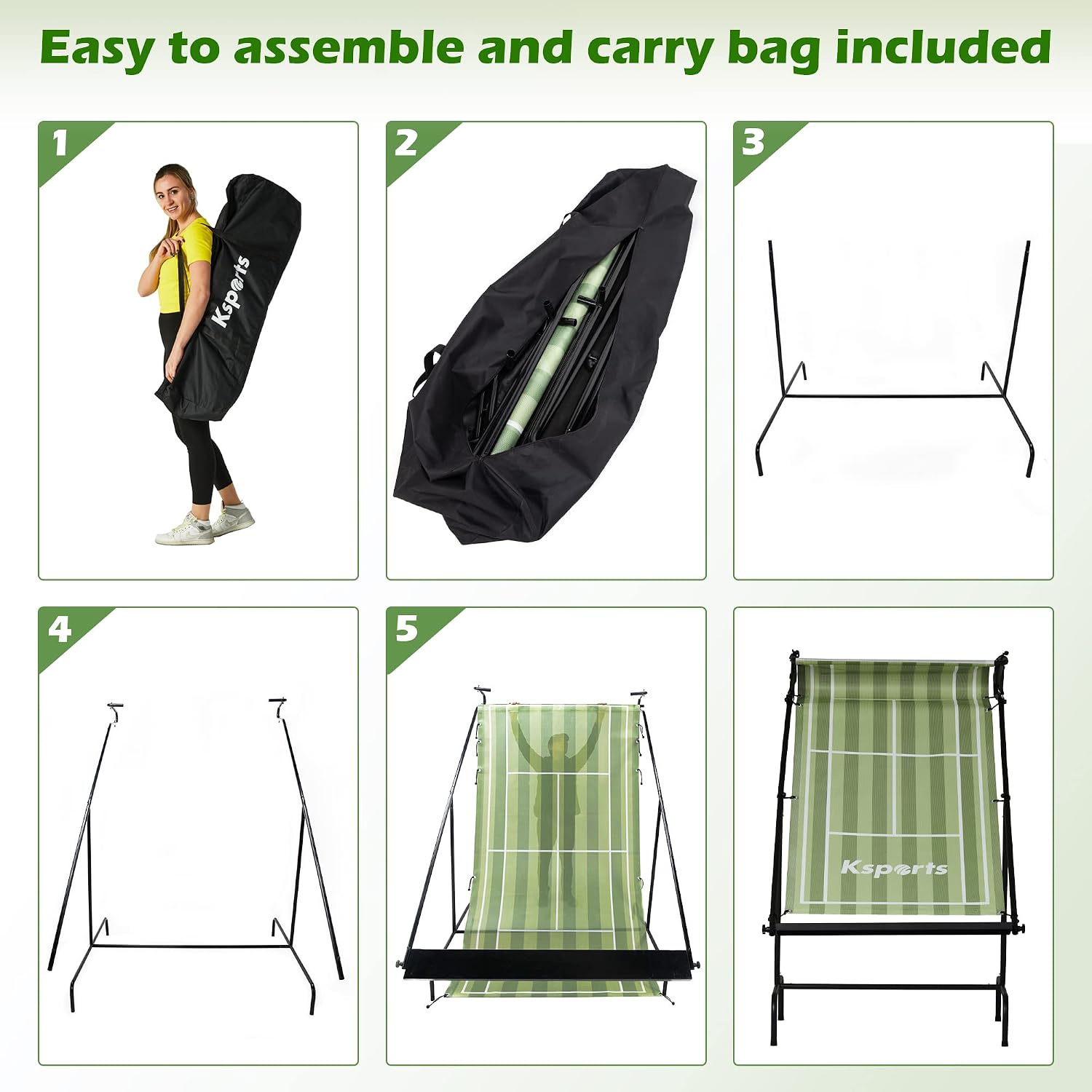 Ksports Tennis Rebounder Net – Multi Racket Sports Trainer for Tennis, Pickleball, Padel, Squash & Racquetball – Quick Assembly, Portable with Carry Bag - Tennis Mindset