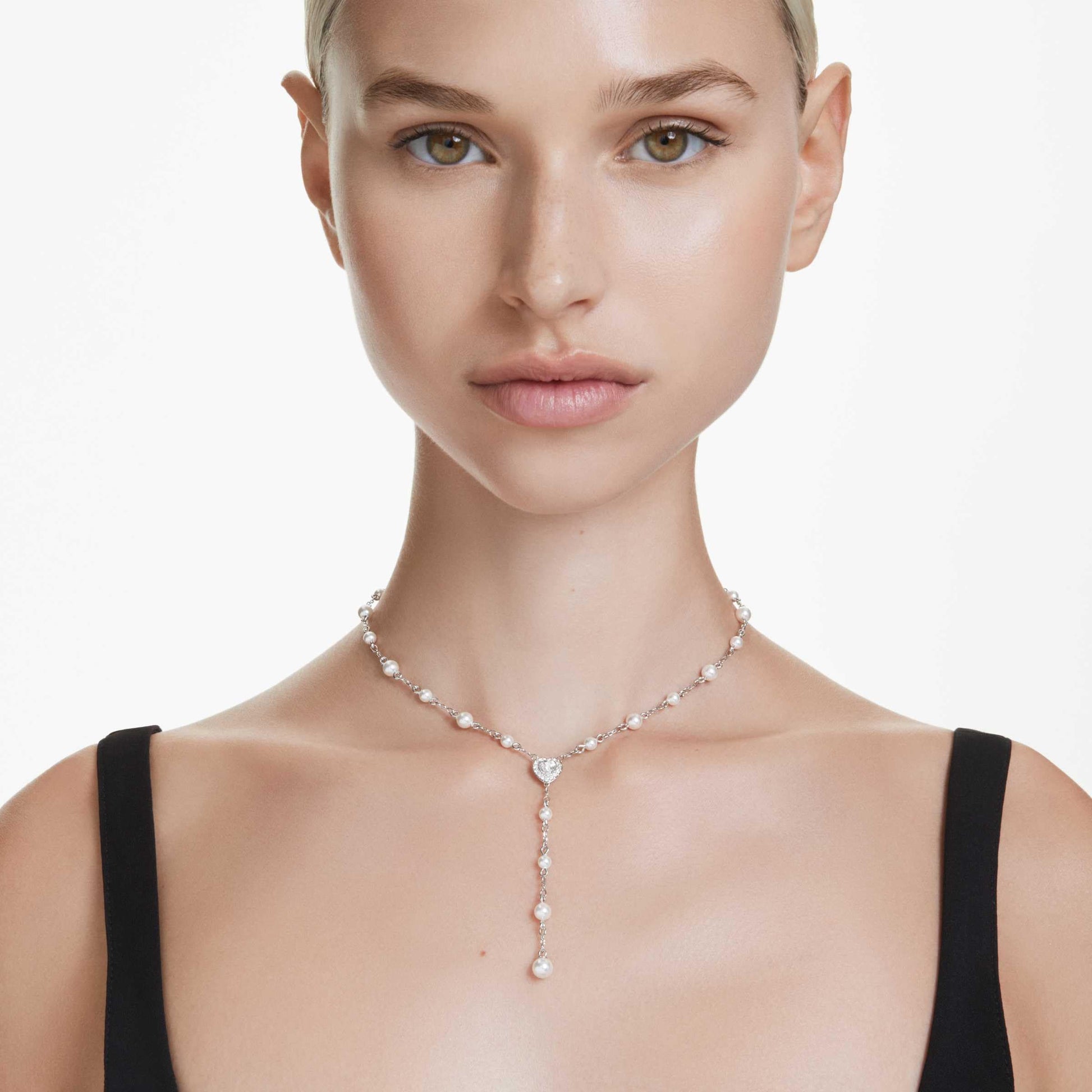 Swarovski Ariana Grande Collection, Clear Crystal & Pearls, Rhodium Finish, Necklaces, Earrings and Bracelets - Tennis Mindset